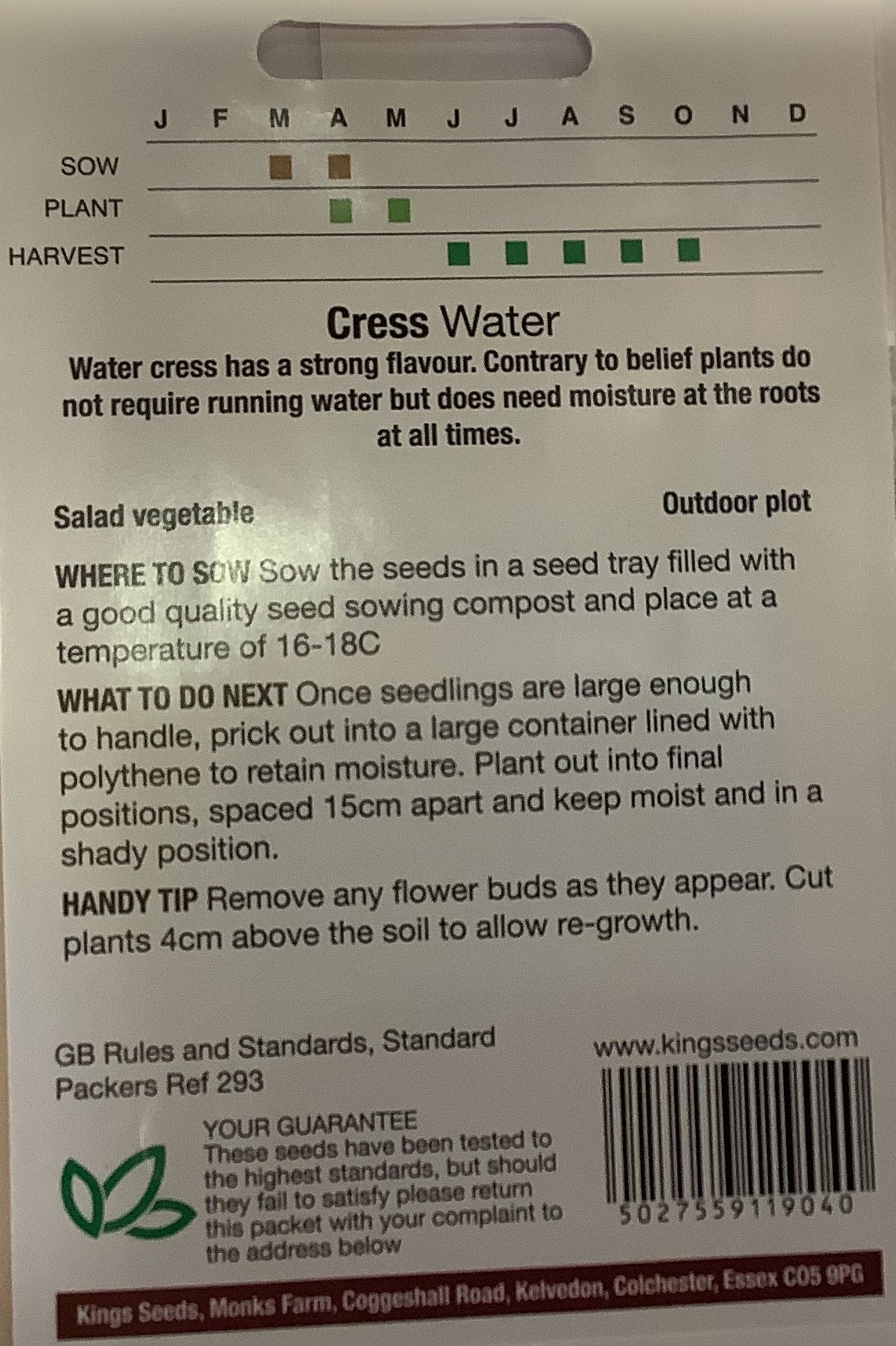 Kings Seeds Cress Water