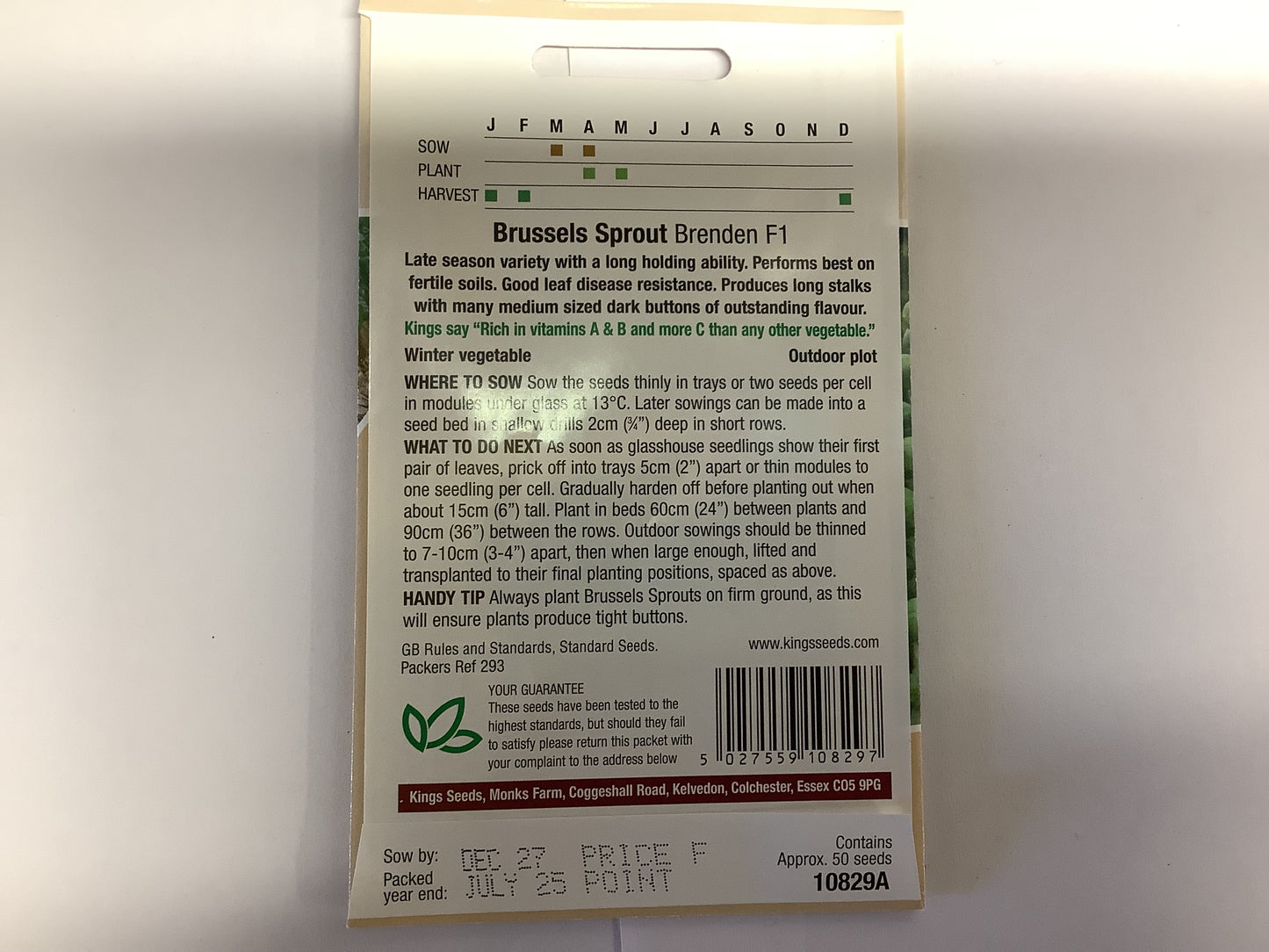 Kings Seeds Brussels Sprout Brenden F1