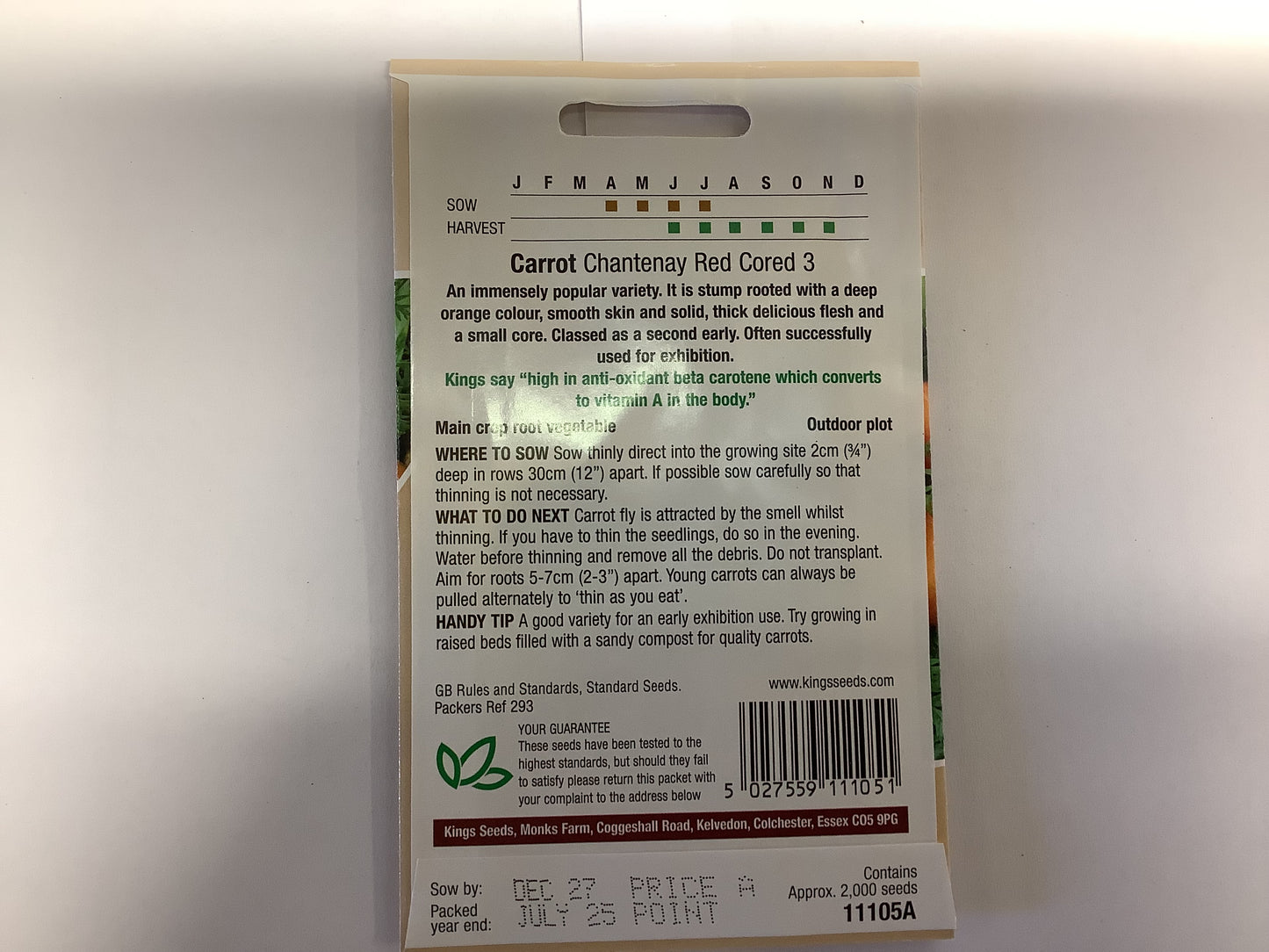 Kings Seeds Carrot Chantenay Red Cored 3