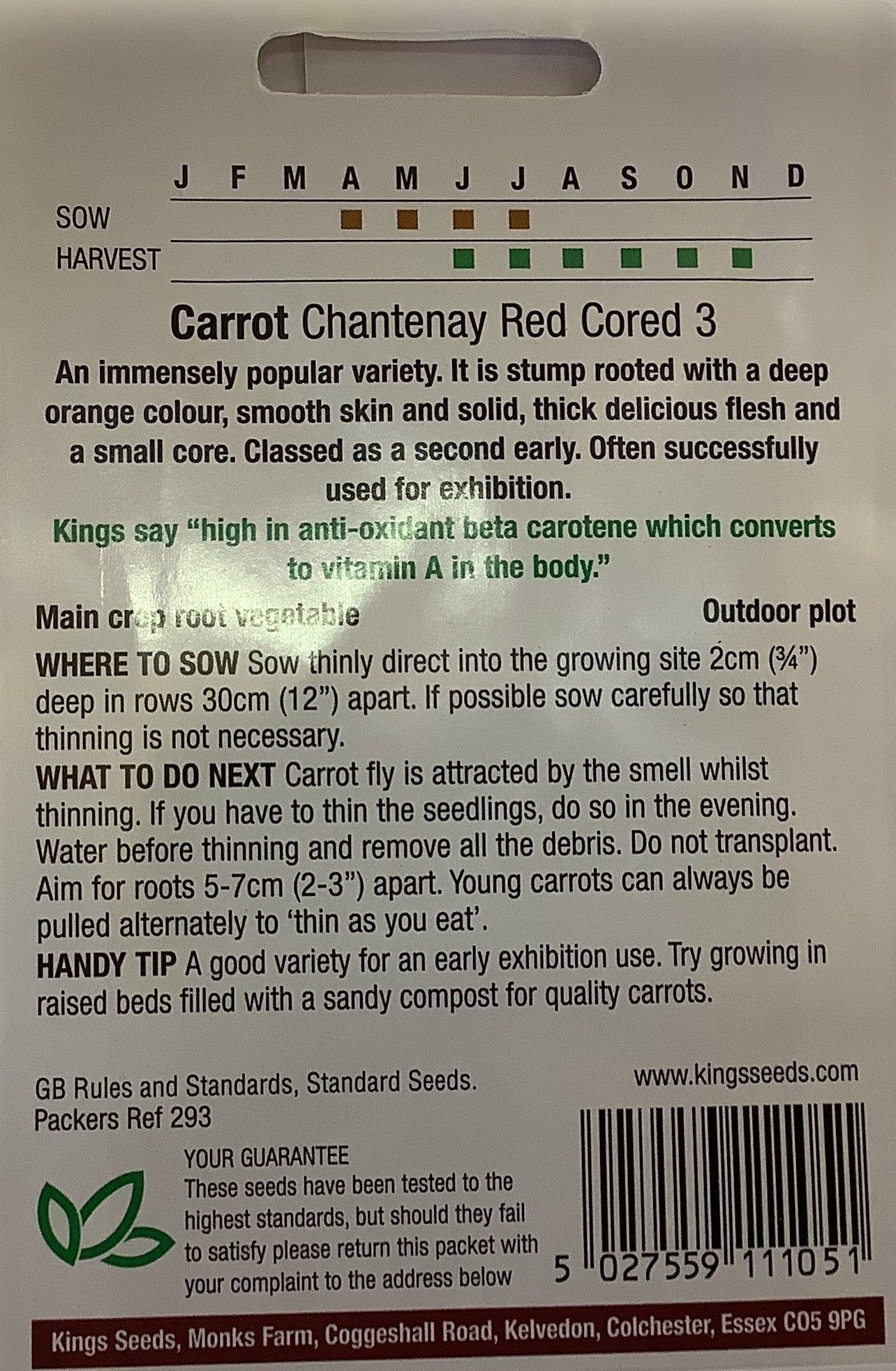 Kings Seeds Carrot Chantenay Red Cored 3