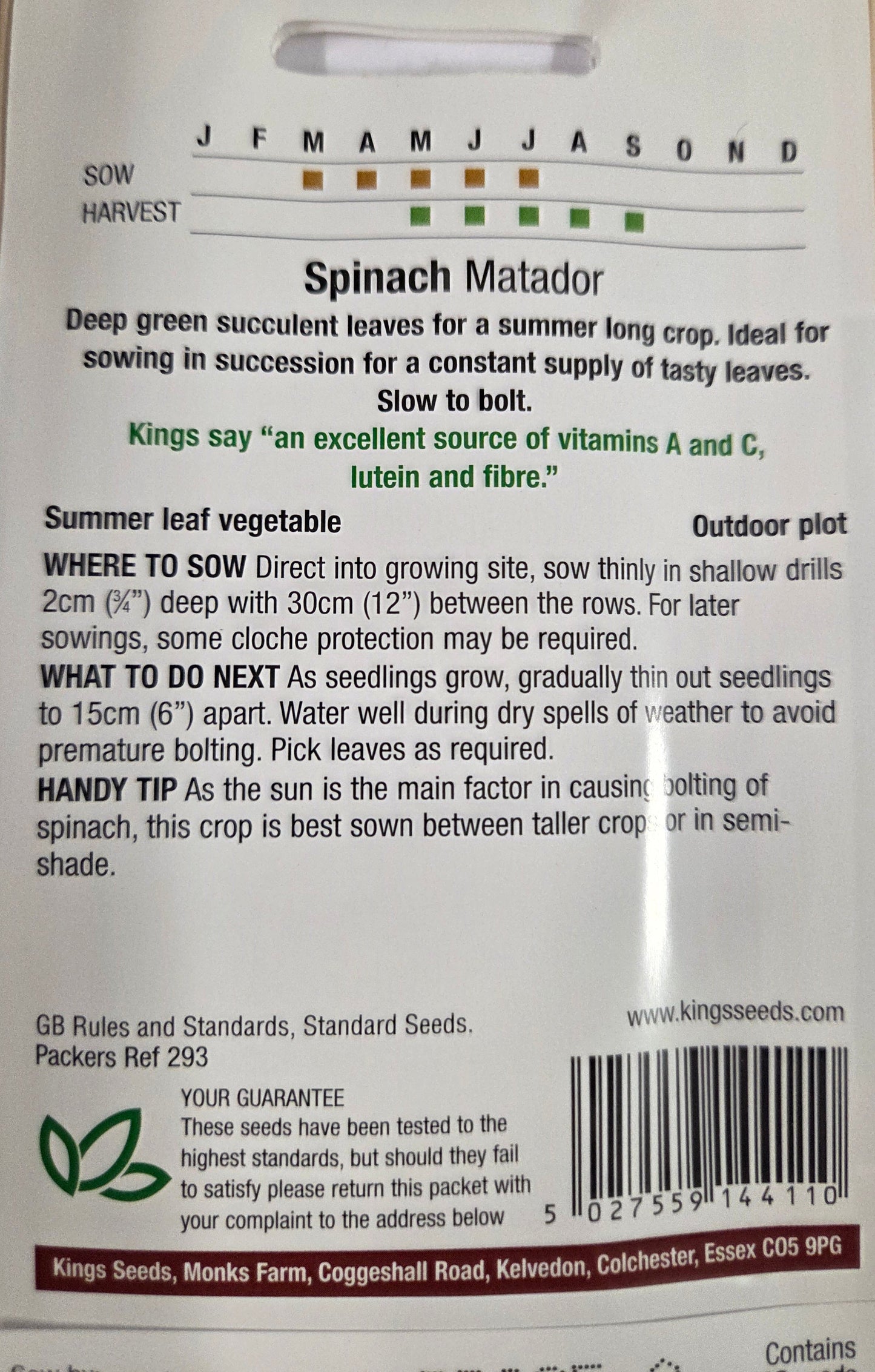Kings Seeds Spinach Matador