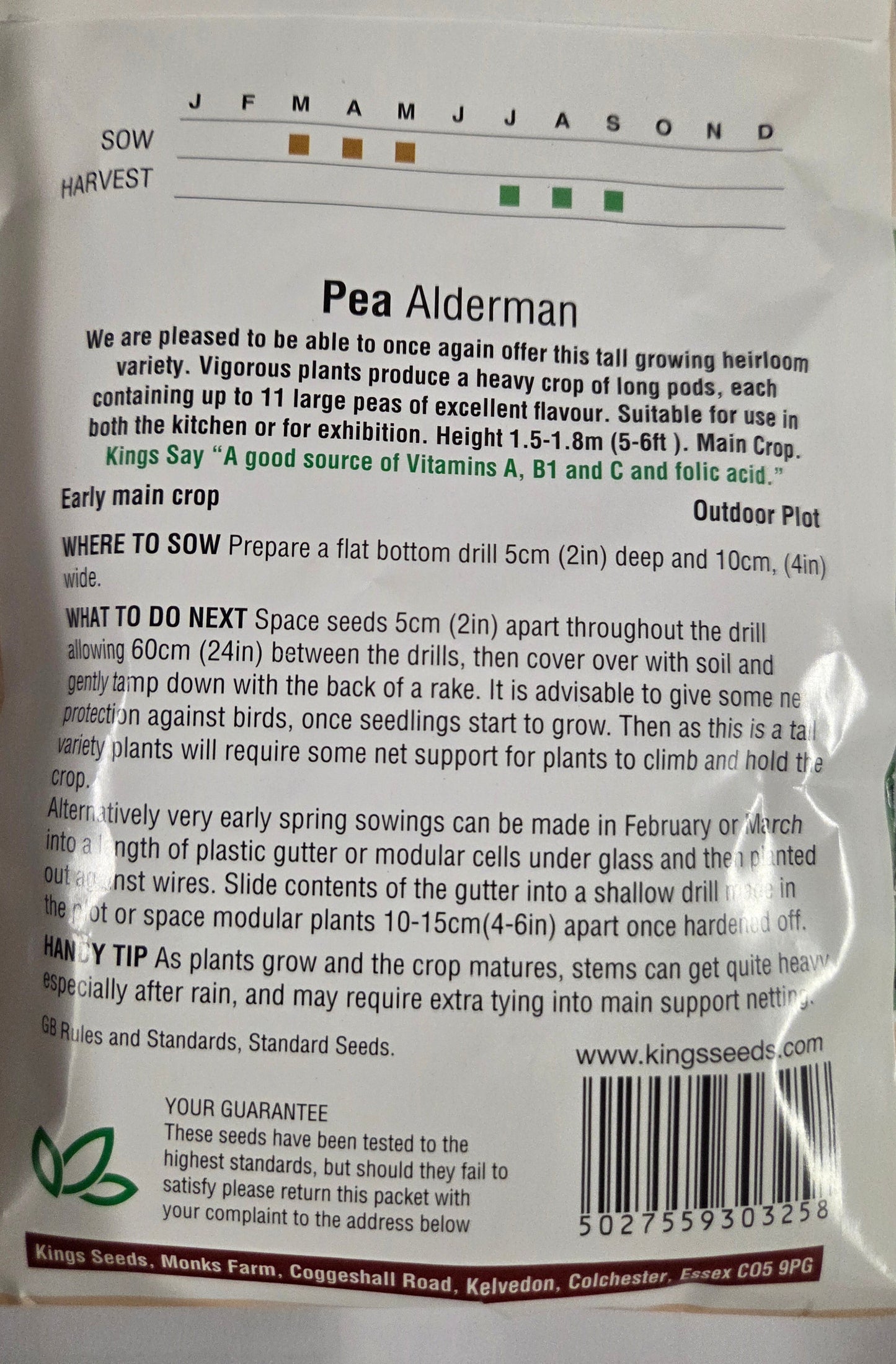 Kings Seeds Pea Alderman
