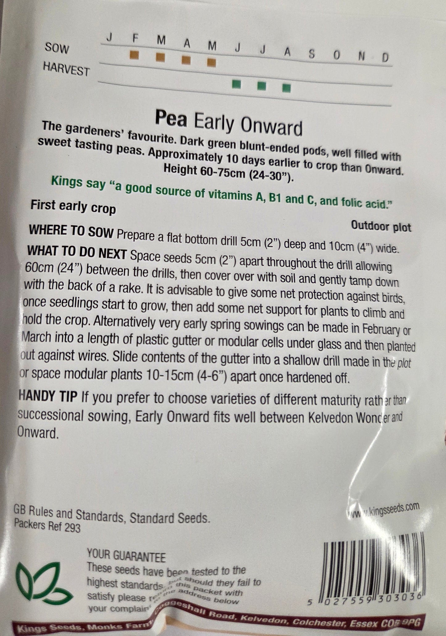 Kings Seeds Pea Early Onward