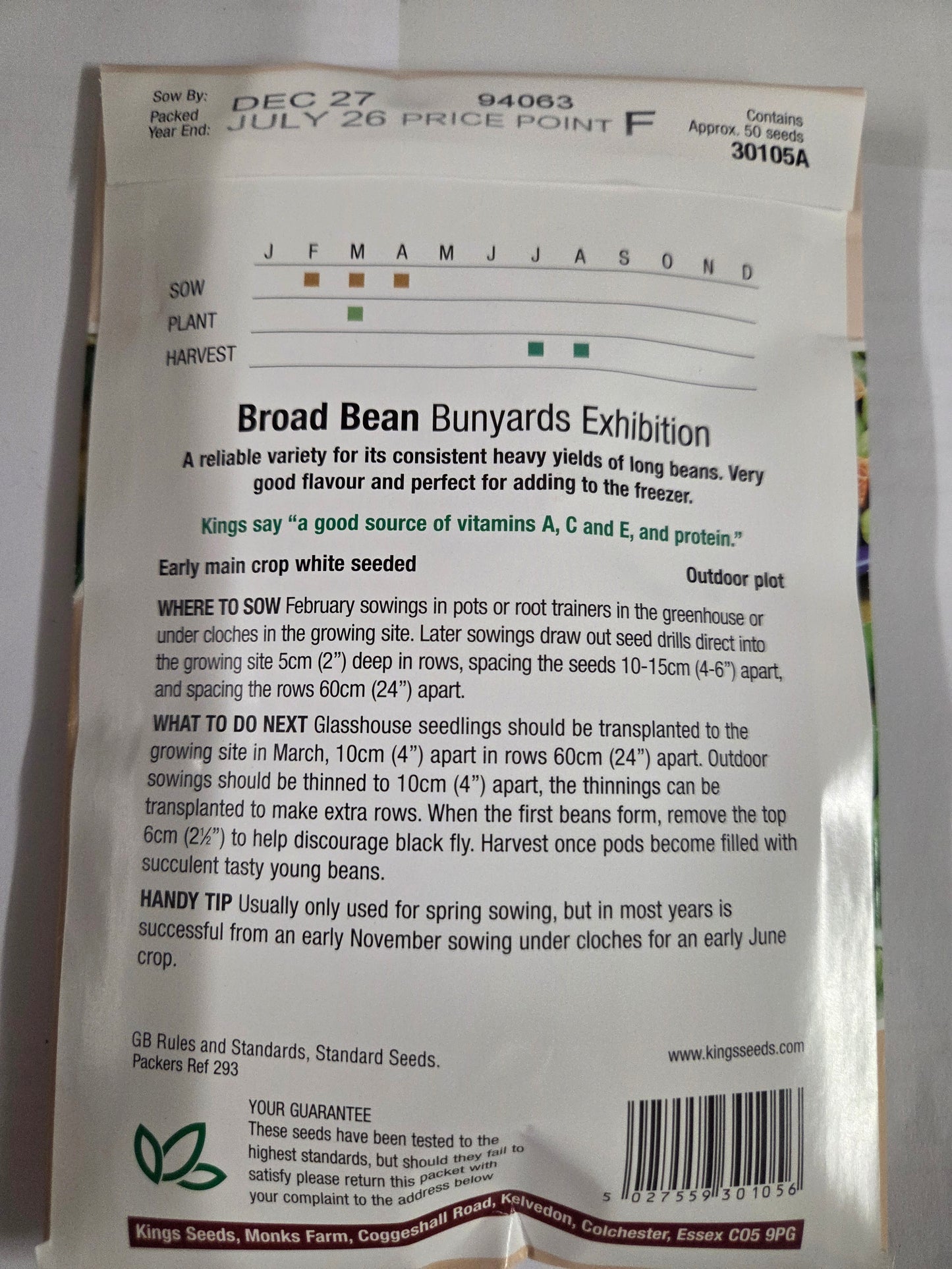 Kings Seeds Broadbean Bunyards Exhibition