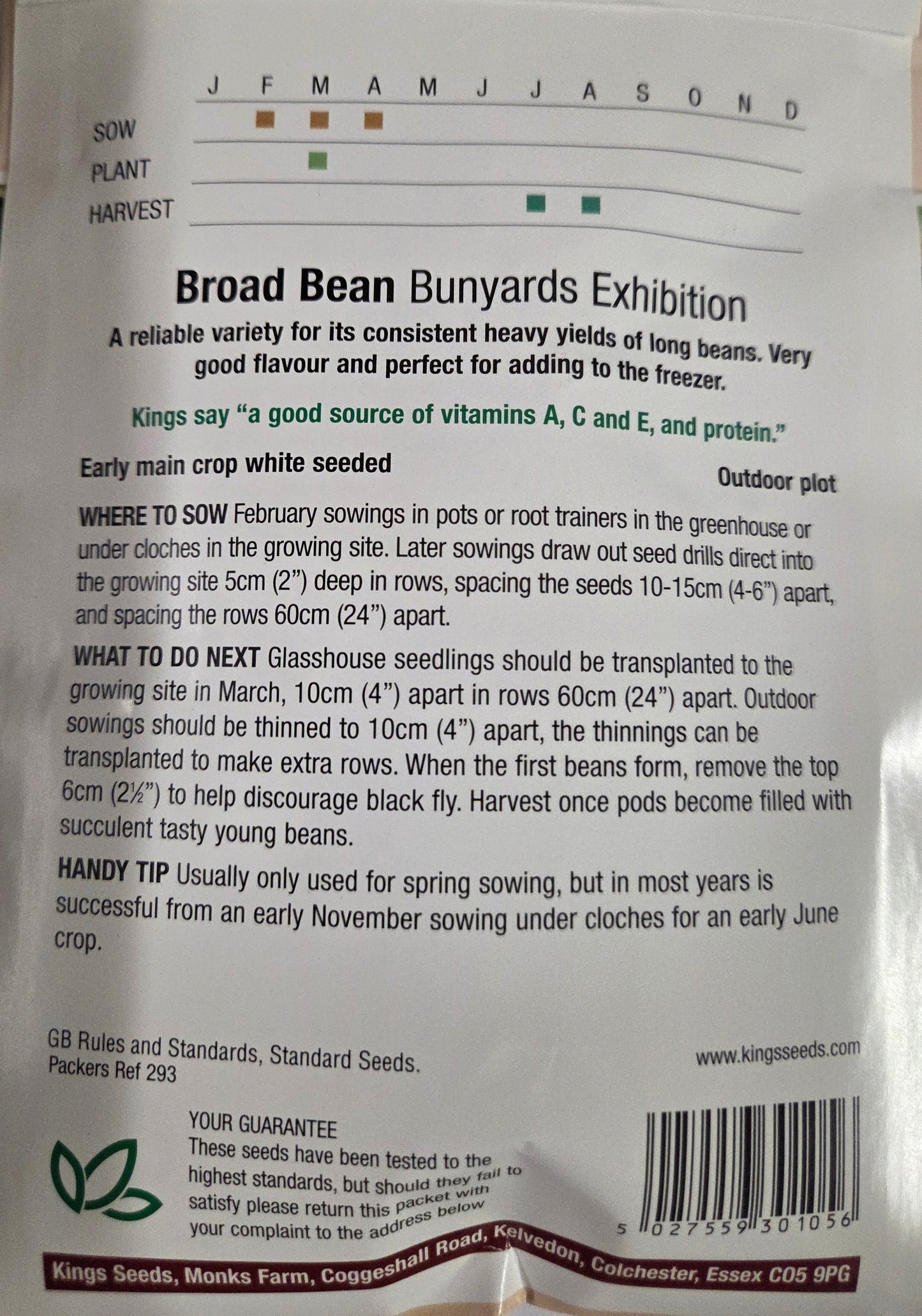 Kings Seeds Broadbean Bunyards Exhibition