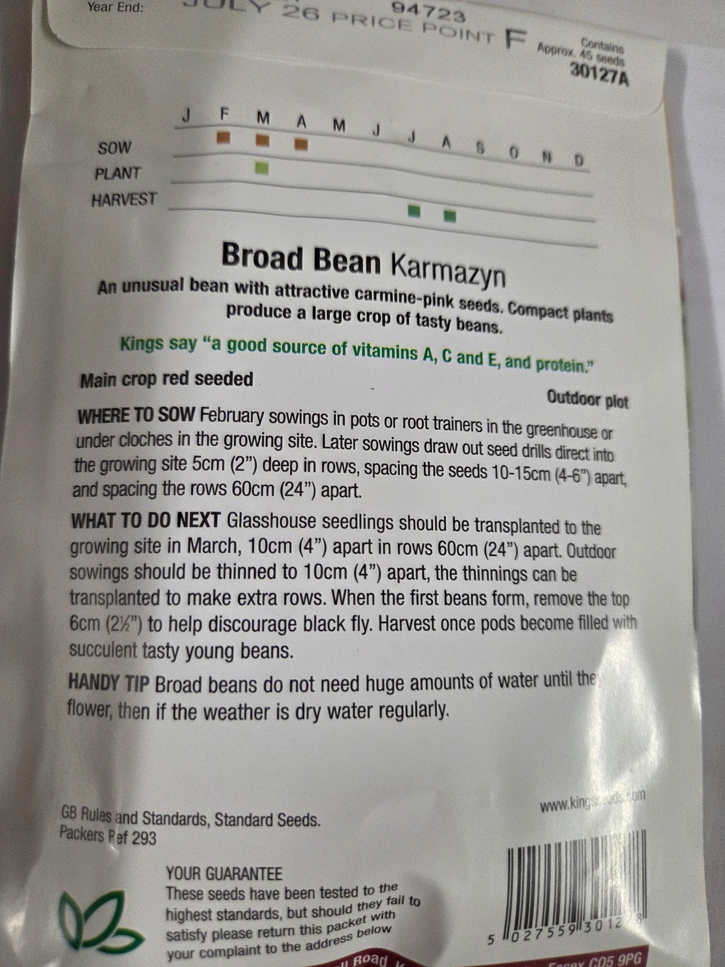 Kings Seeds Broadbean Karmazyn