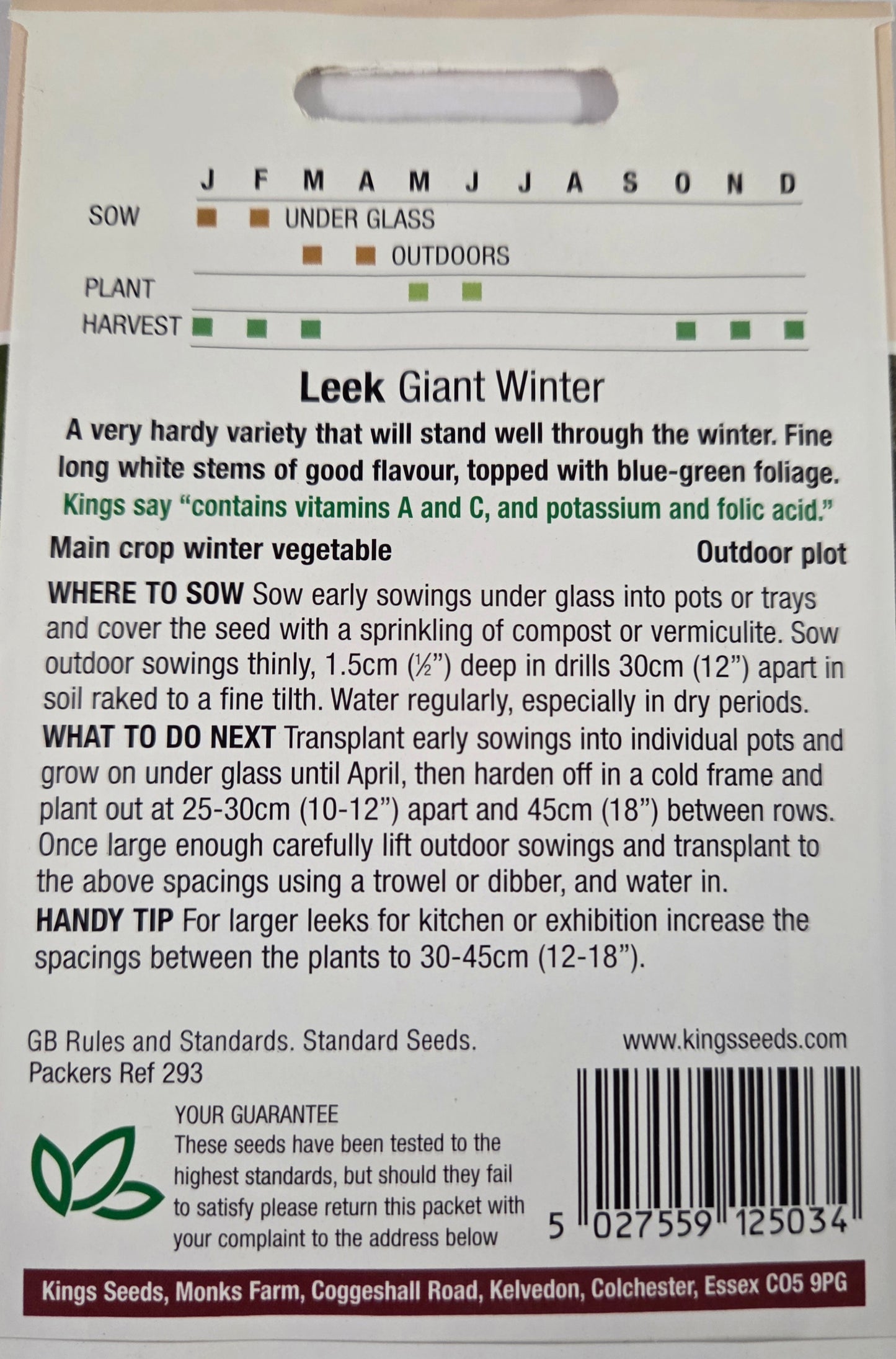 Kings Seeds Leek Giant Winter