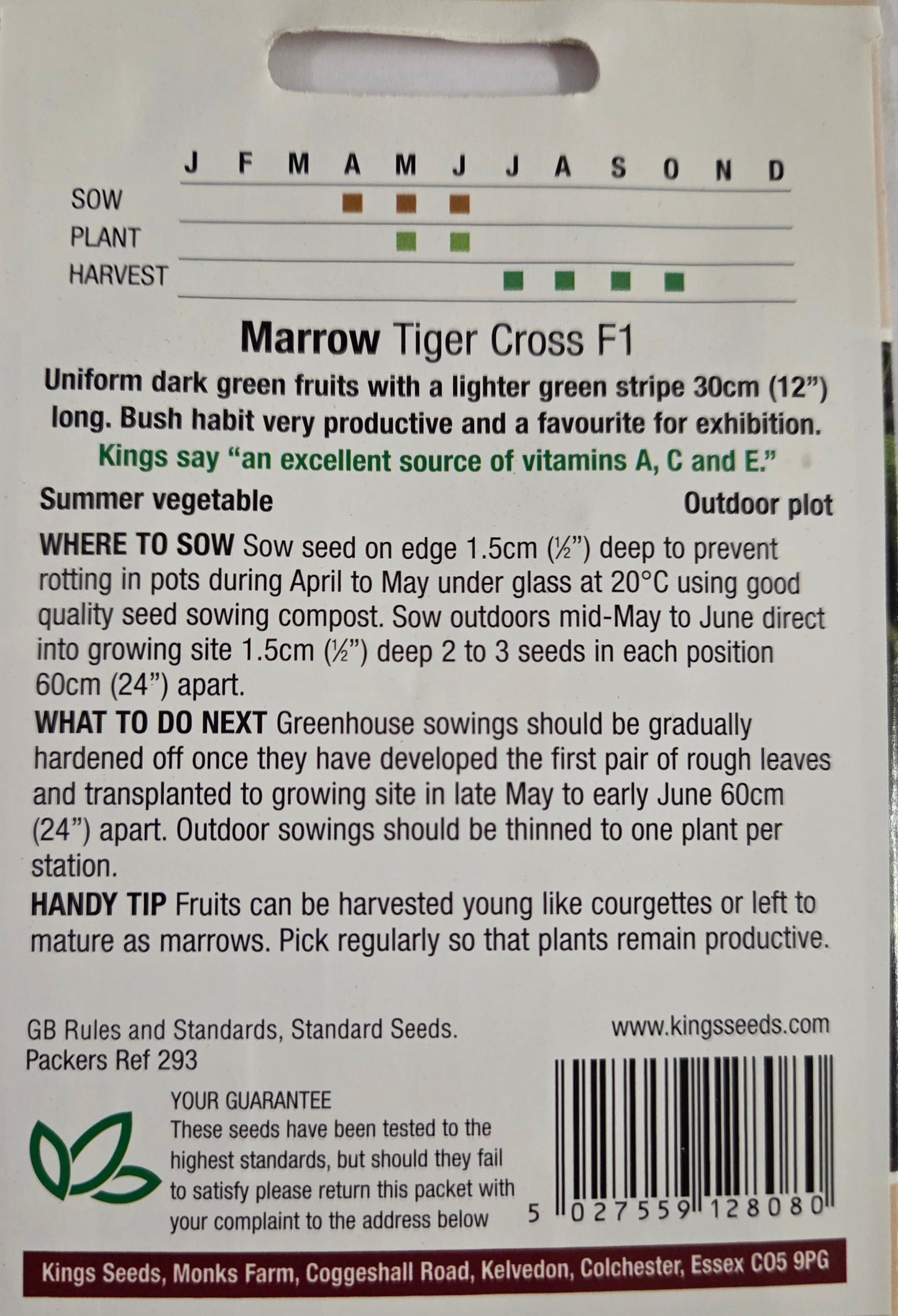 Kings Seeds Marrow Tiger Cross F1