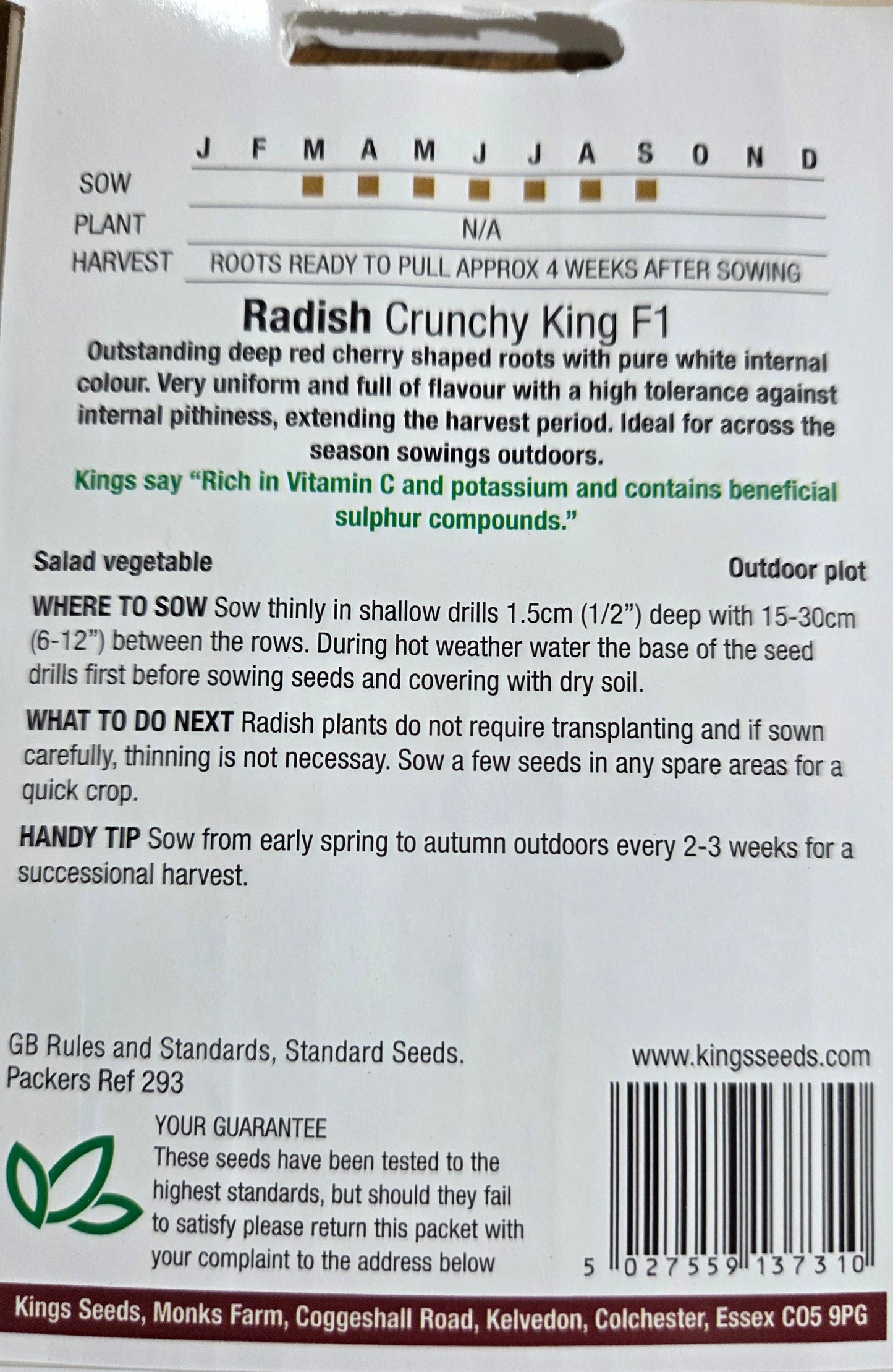 Kings Seeds Radish Crunchy King F1