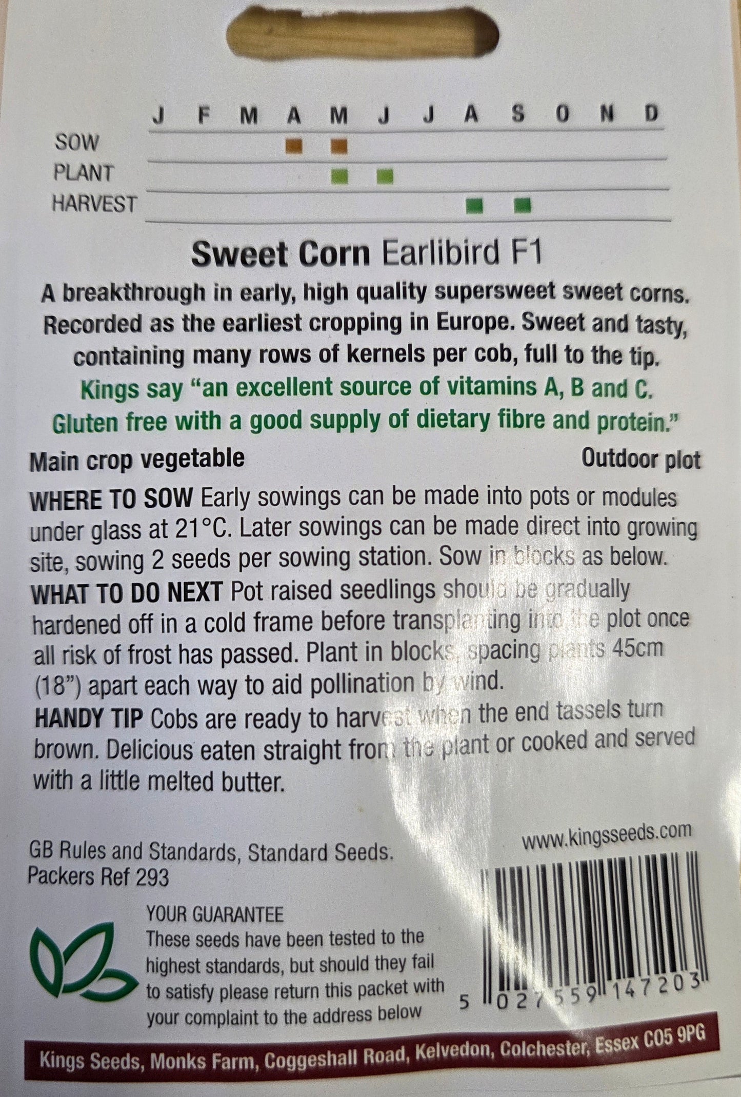 Kings Seeds Sweet Corn Goldcrest F1