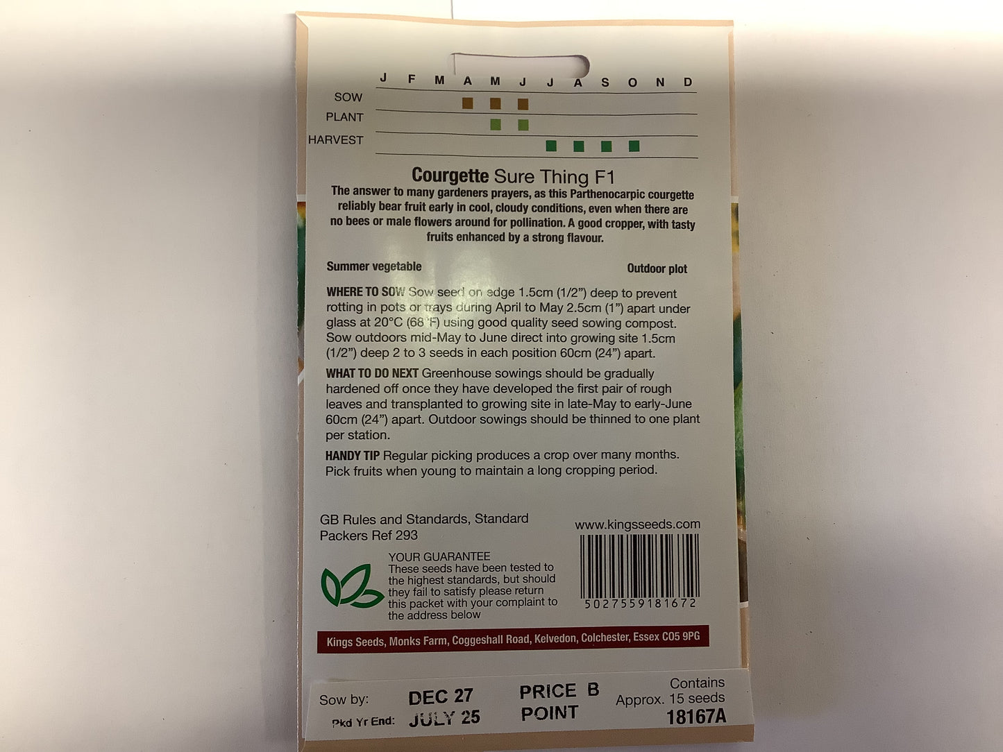 Kings Seeds Courgette Sure Thing F1