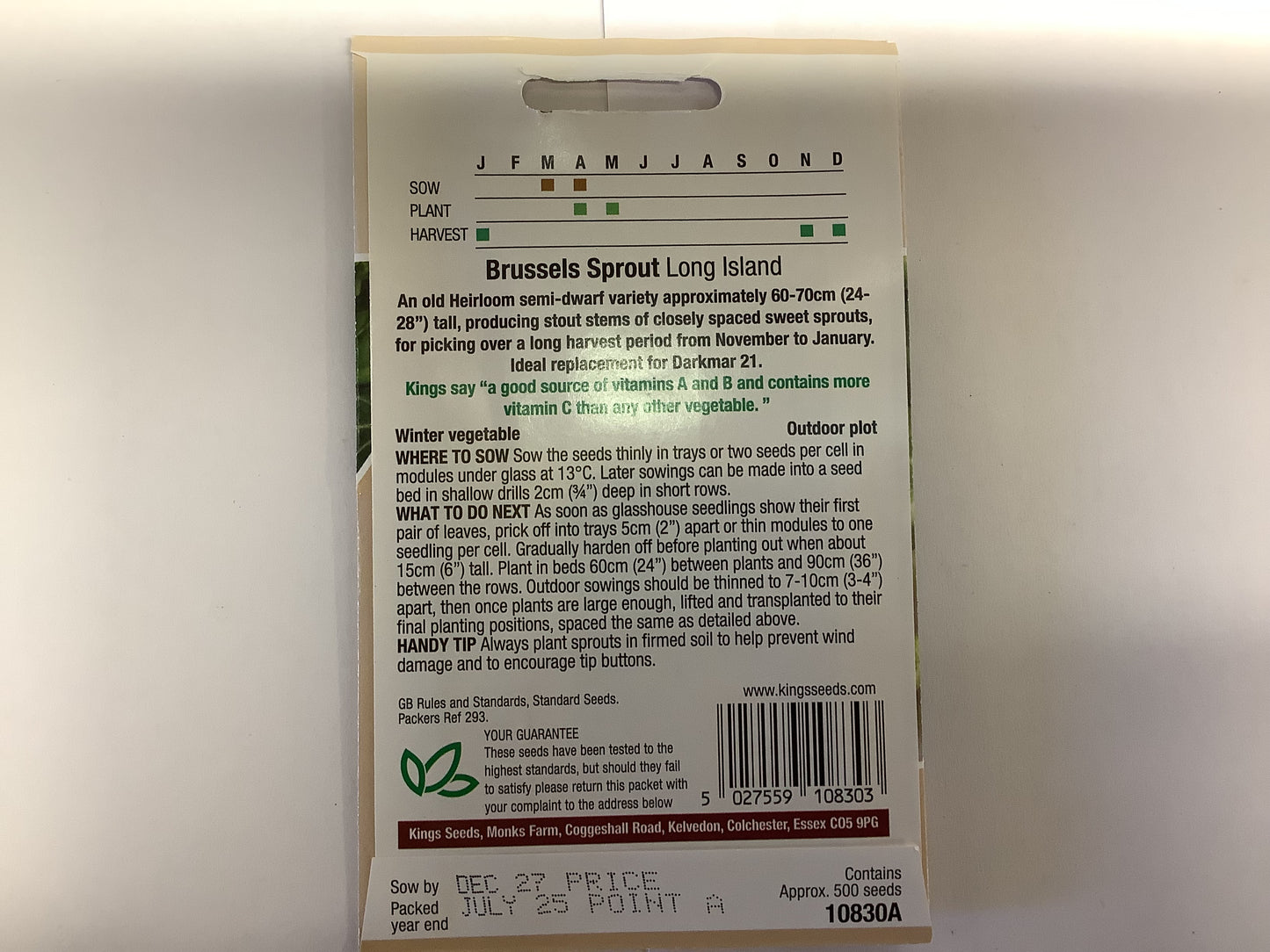 Kings Seeds Brussels Sprout Long Island