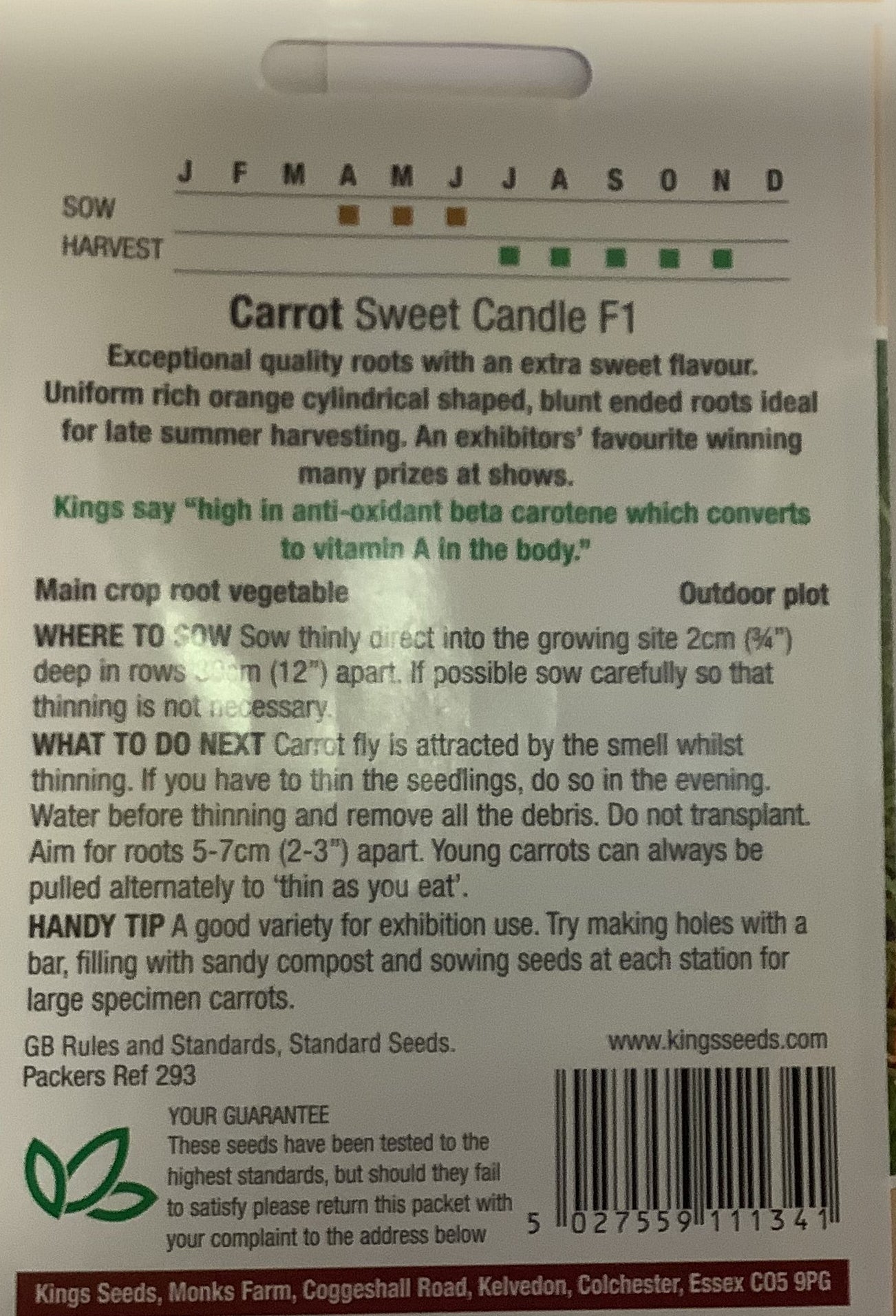 Kings Seeds Carrot Sweet Candle F1
