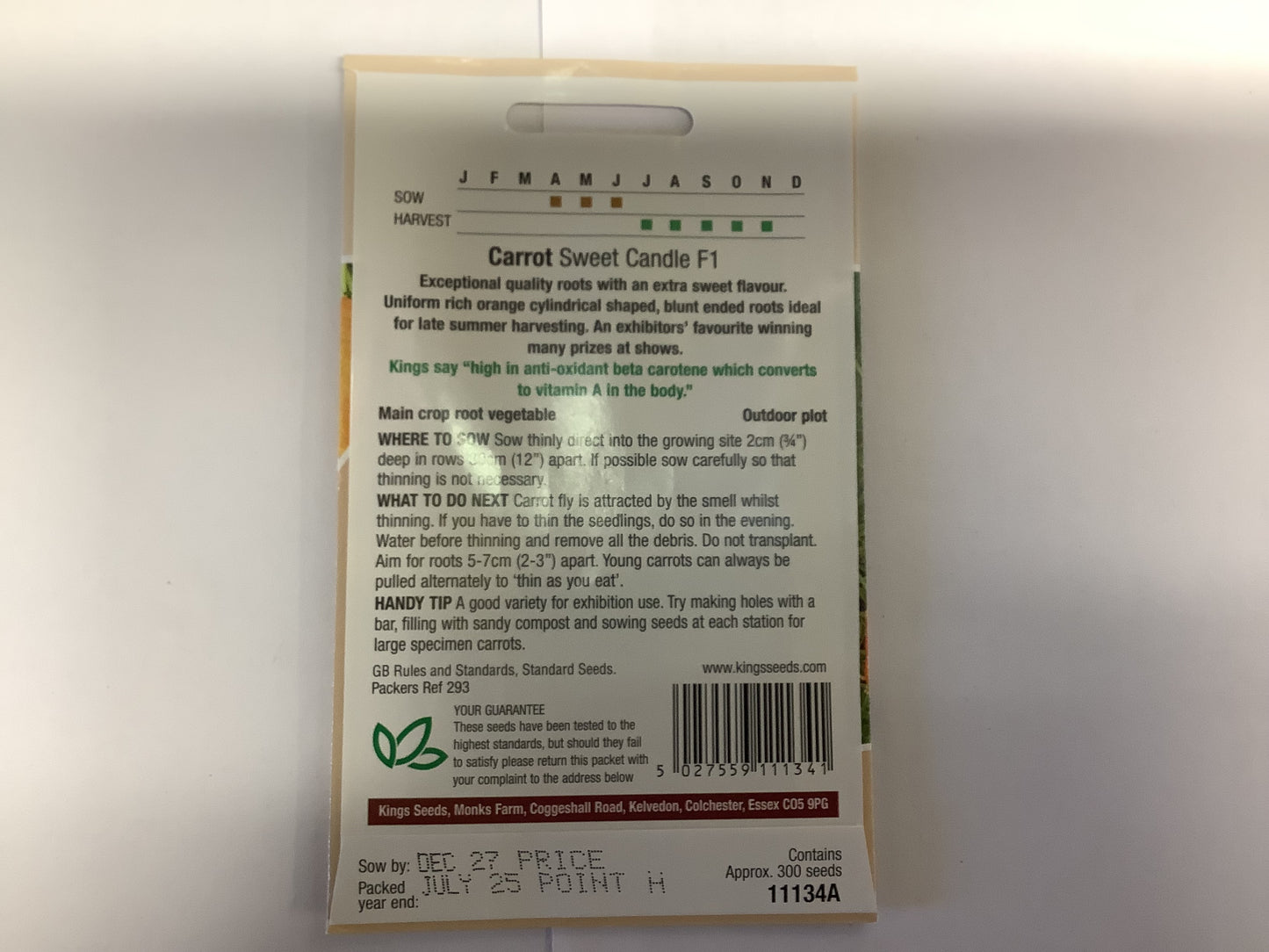 Kings Seeds Carrot Sweet Candle F1