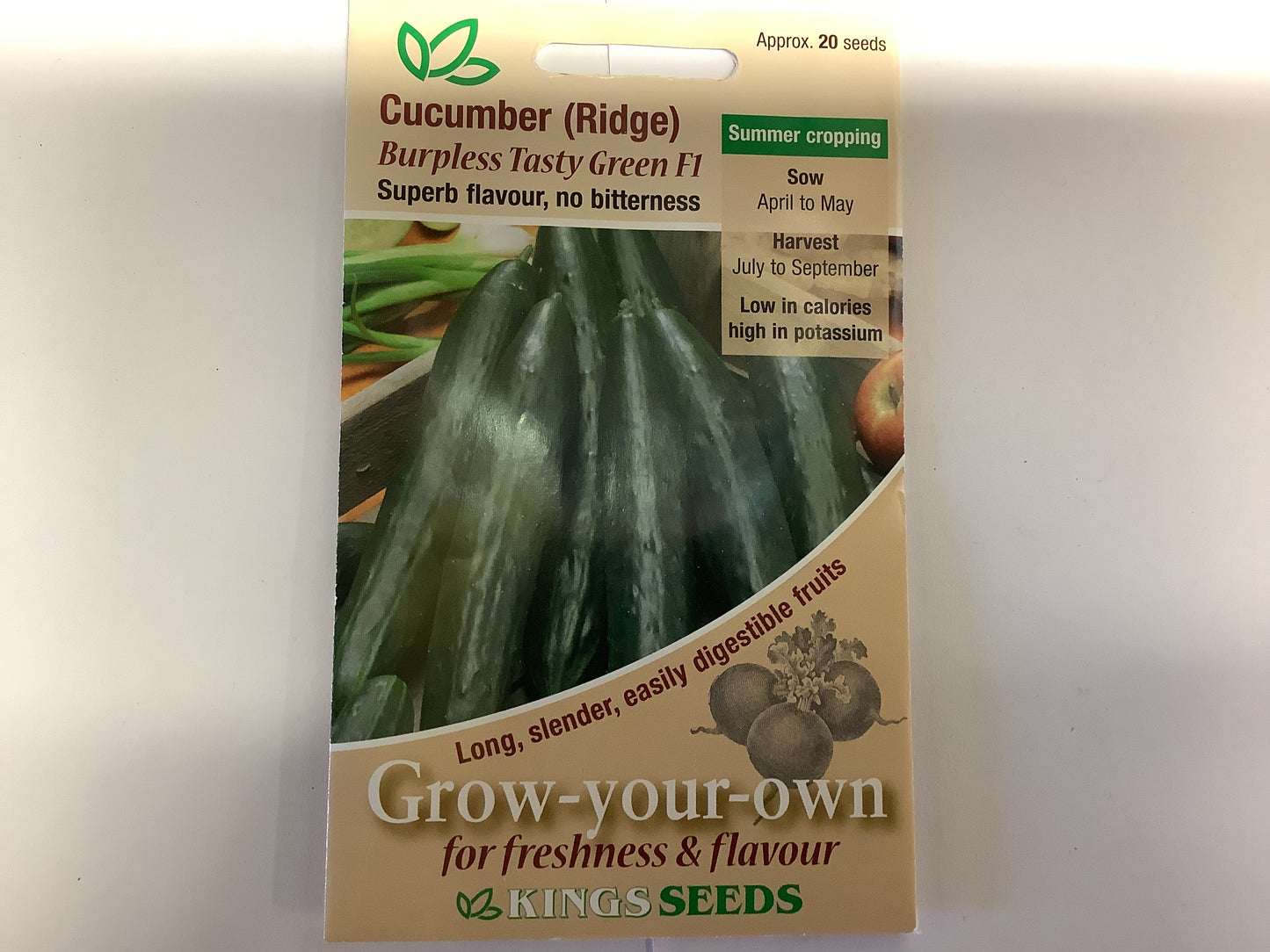 Kings Seeds Cucumber (Ridge) Burpless Tasty Green F1