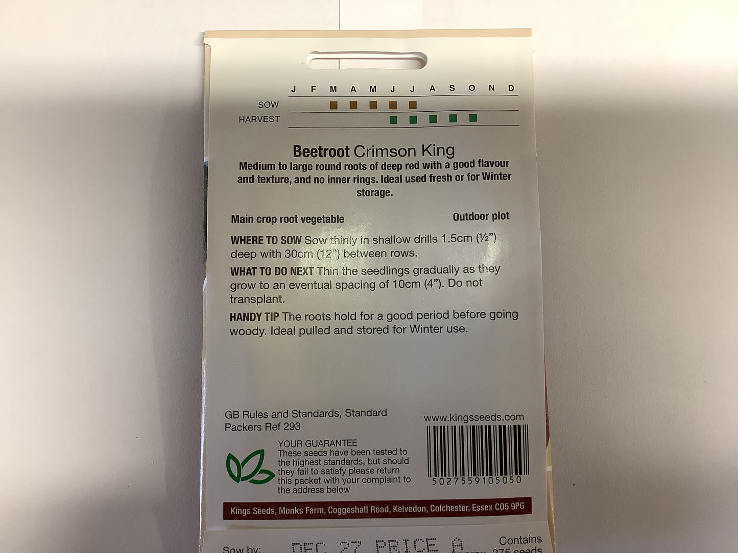 Kings Seeds Beetroot Crimson King