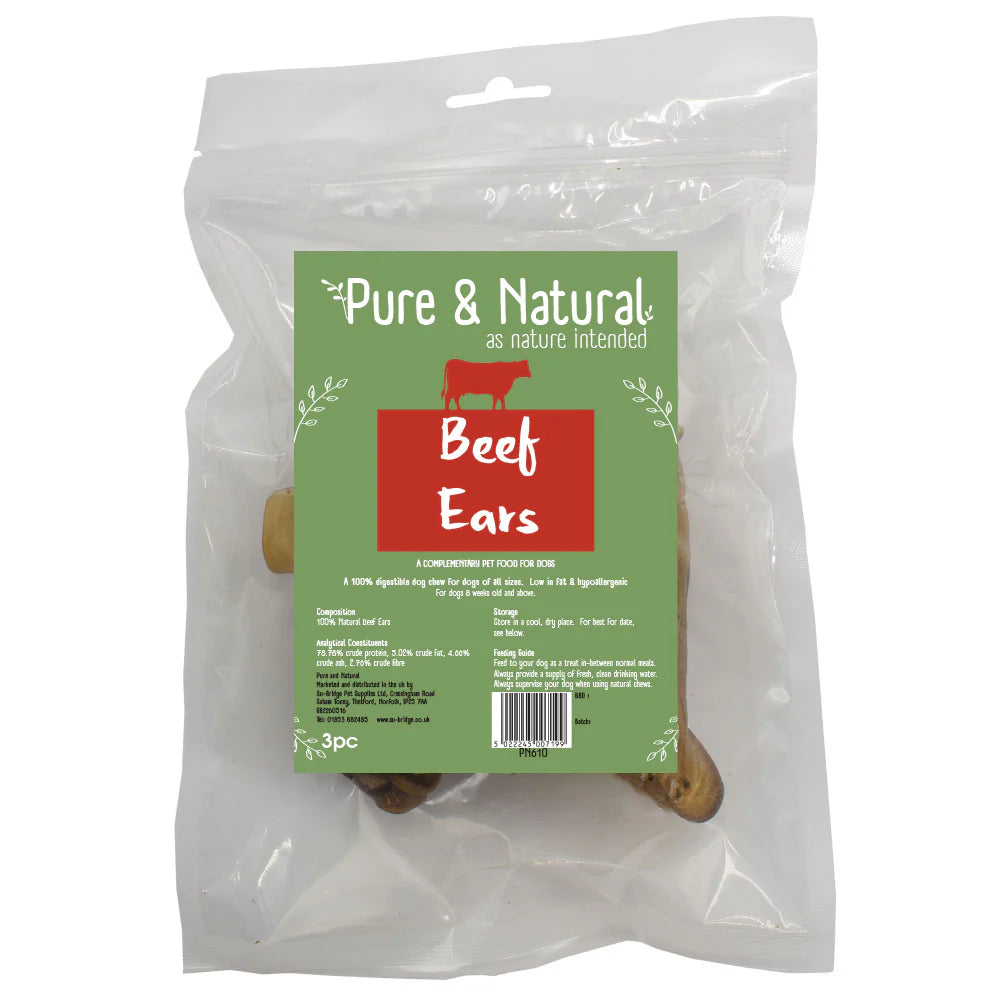 Pure & Natural Beef Ears 3pc