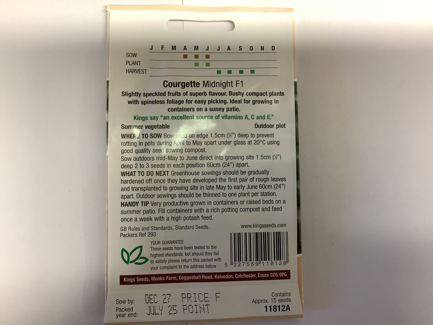 Kings Seeds Courgette Midnight F1