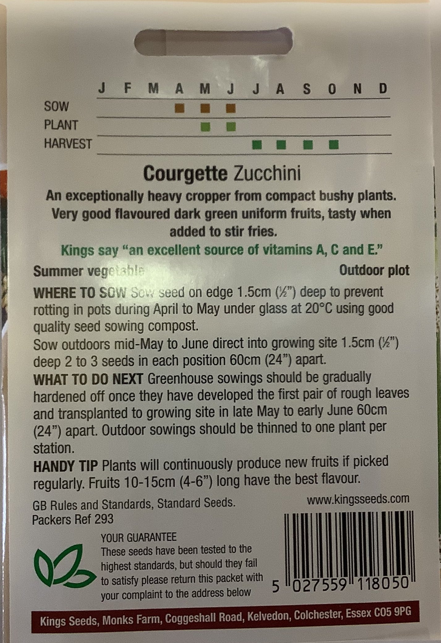 Kings Seeds Courgette Zucchini