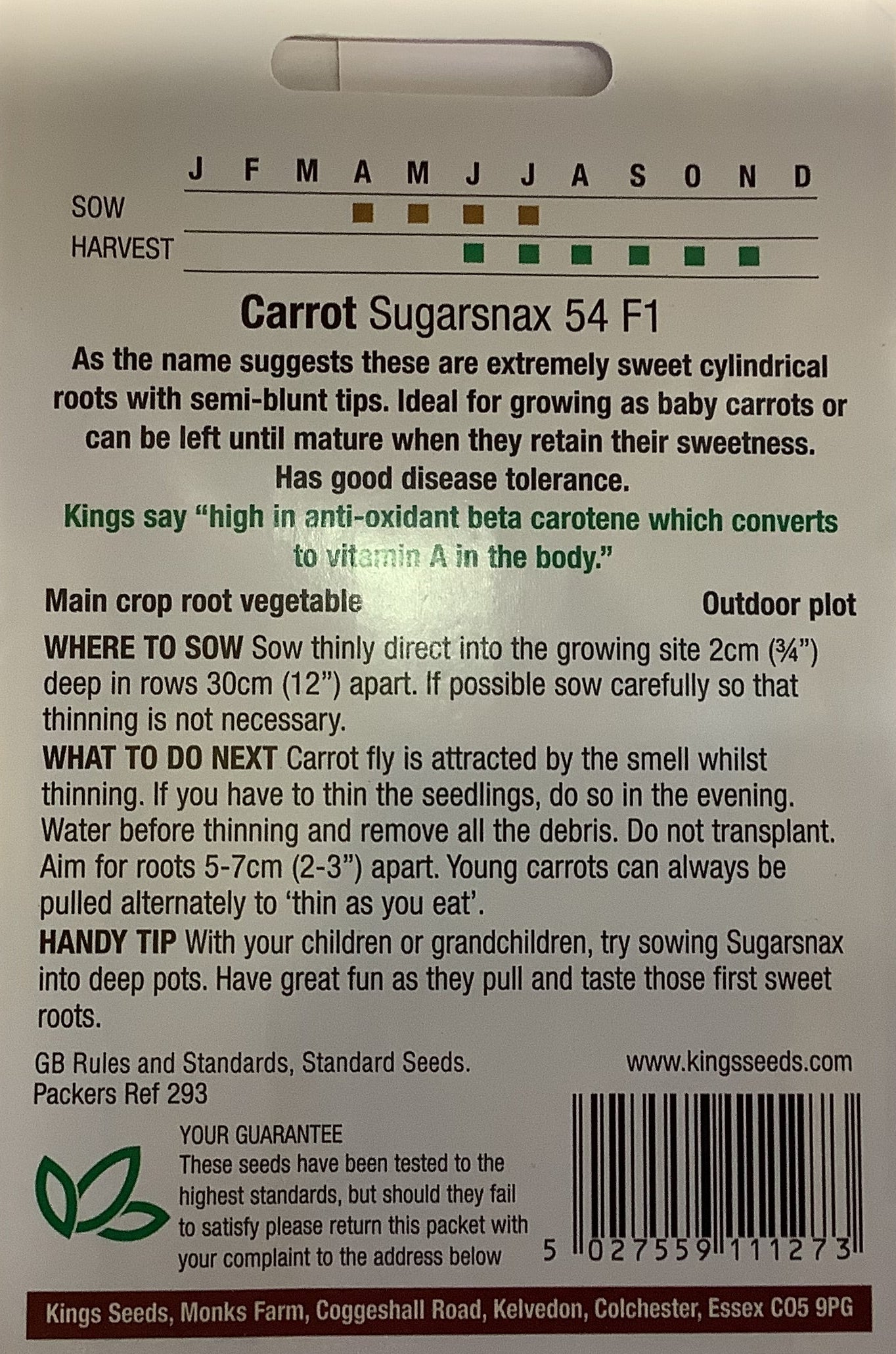 Kings Seeds Carrot Sugarsnax 54 F1