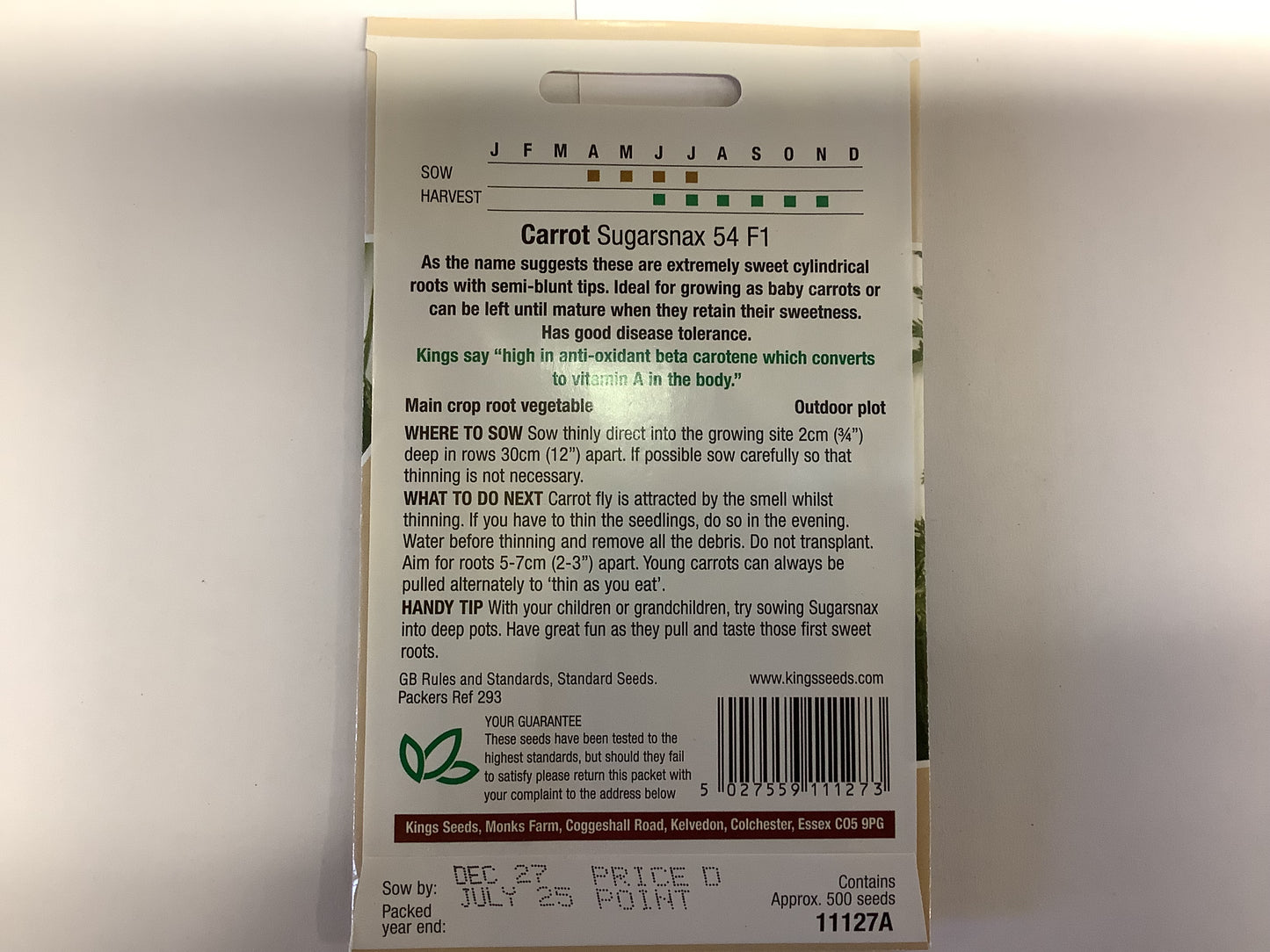 Kings Seeds Carrot Sugarsnax 54 F1