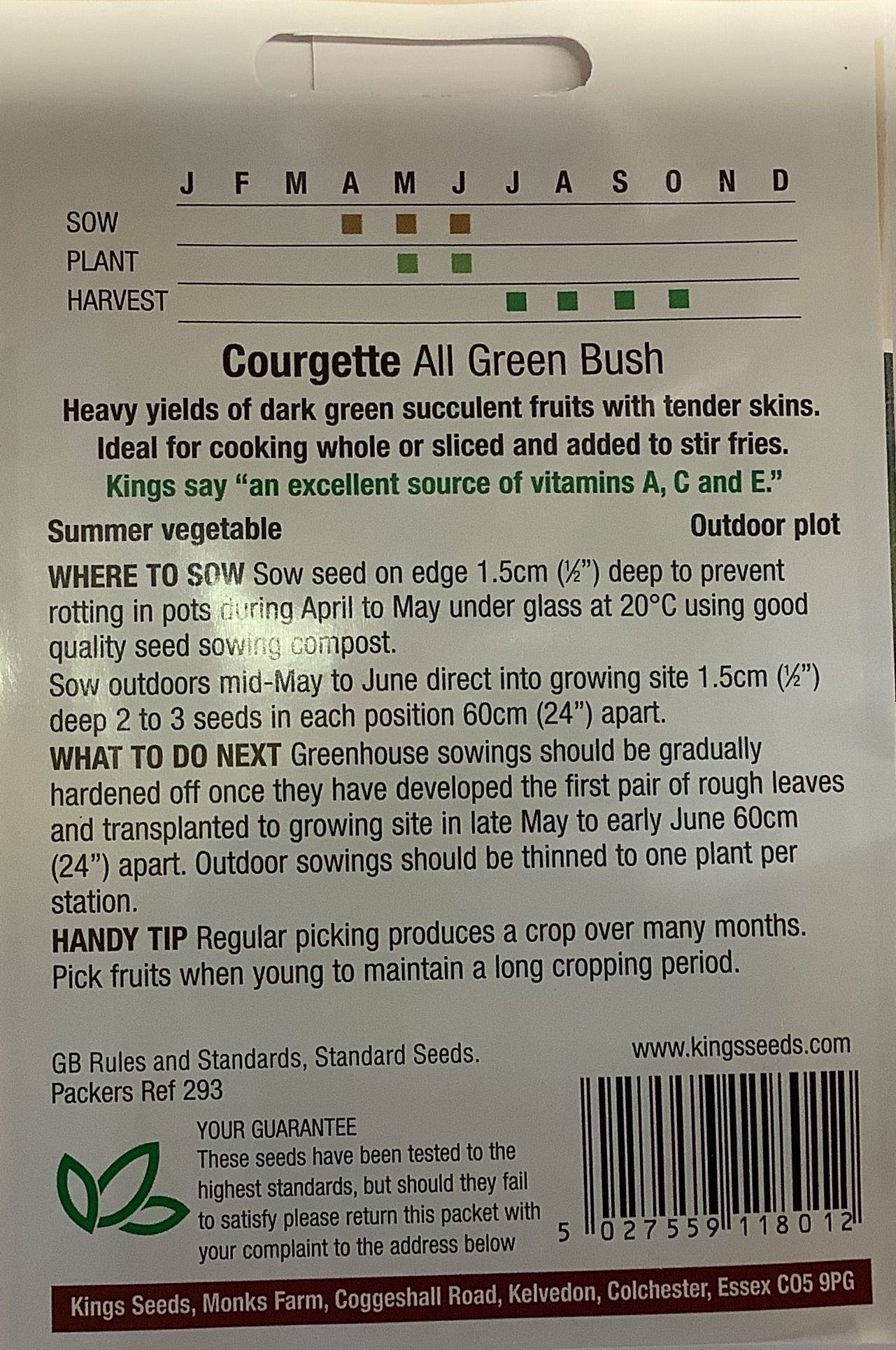 Kings Seeds Courgette All Green Bush