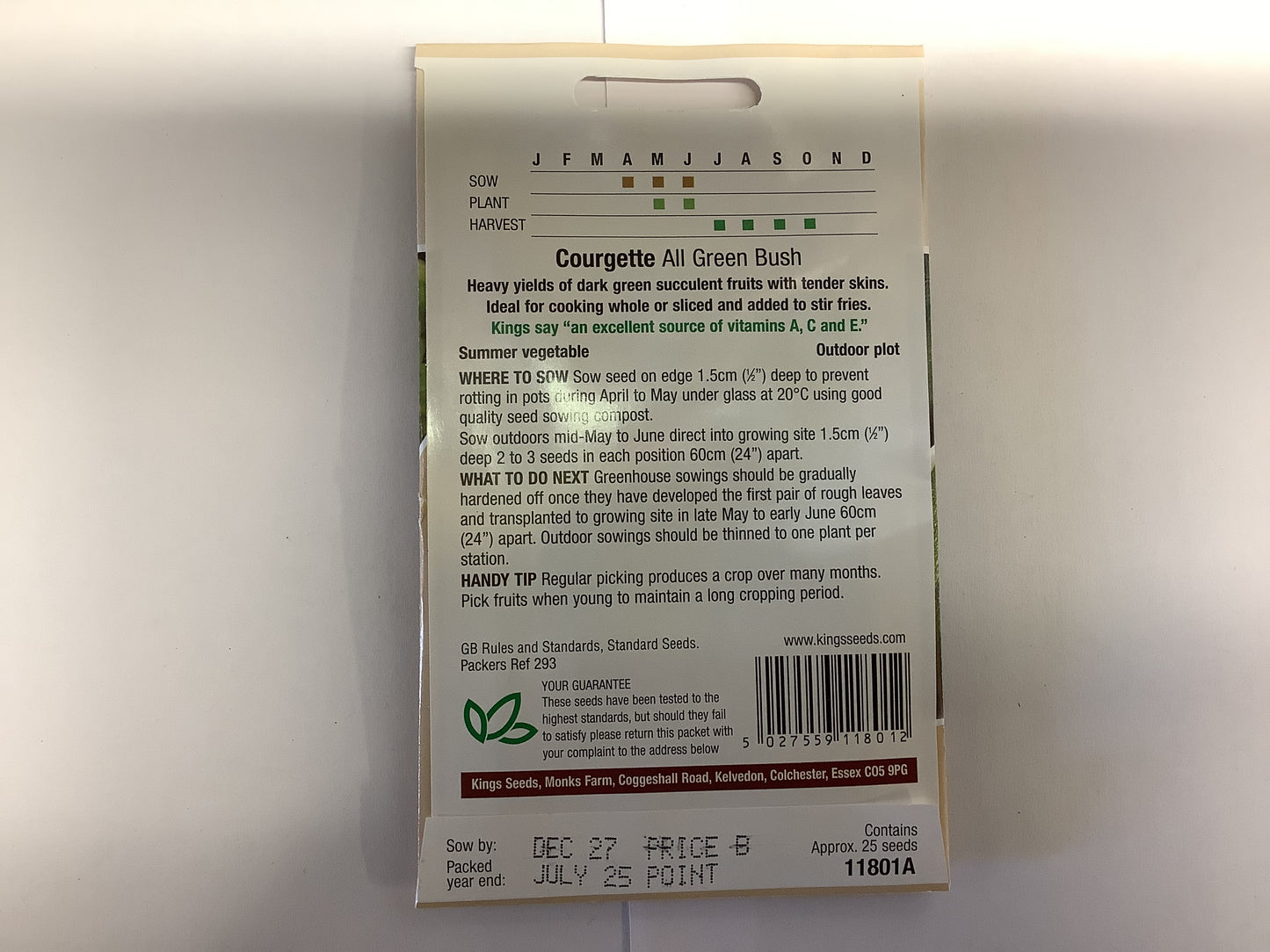 Kings Seeds Courgette All Green Bush