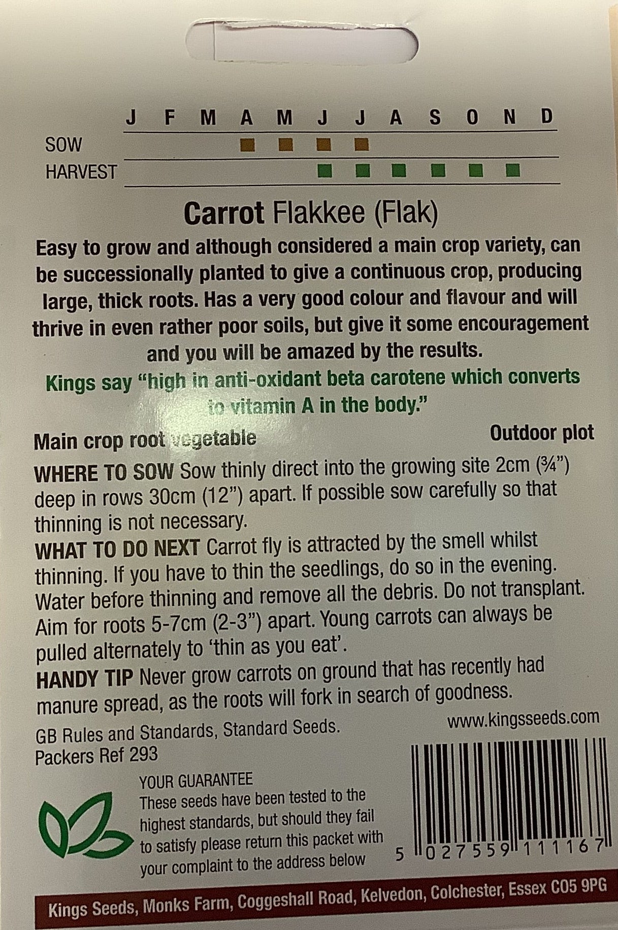 Kings Seeds Carrot Flakkee (Flak)