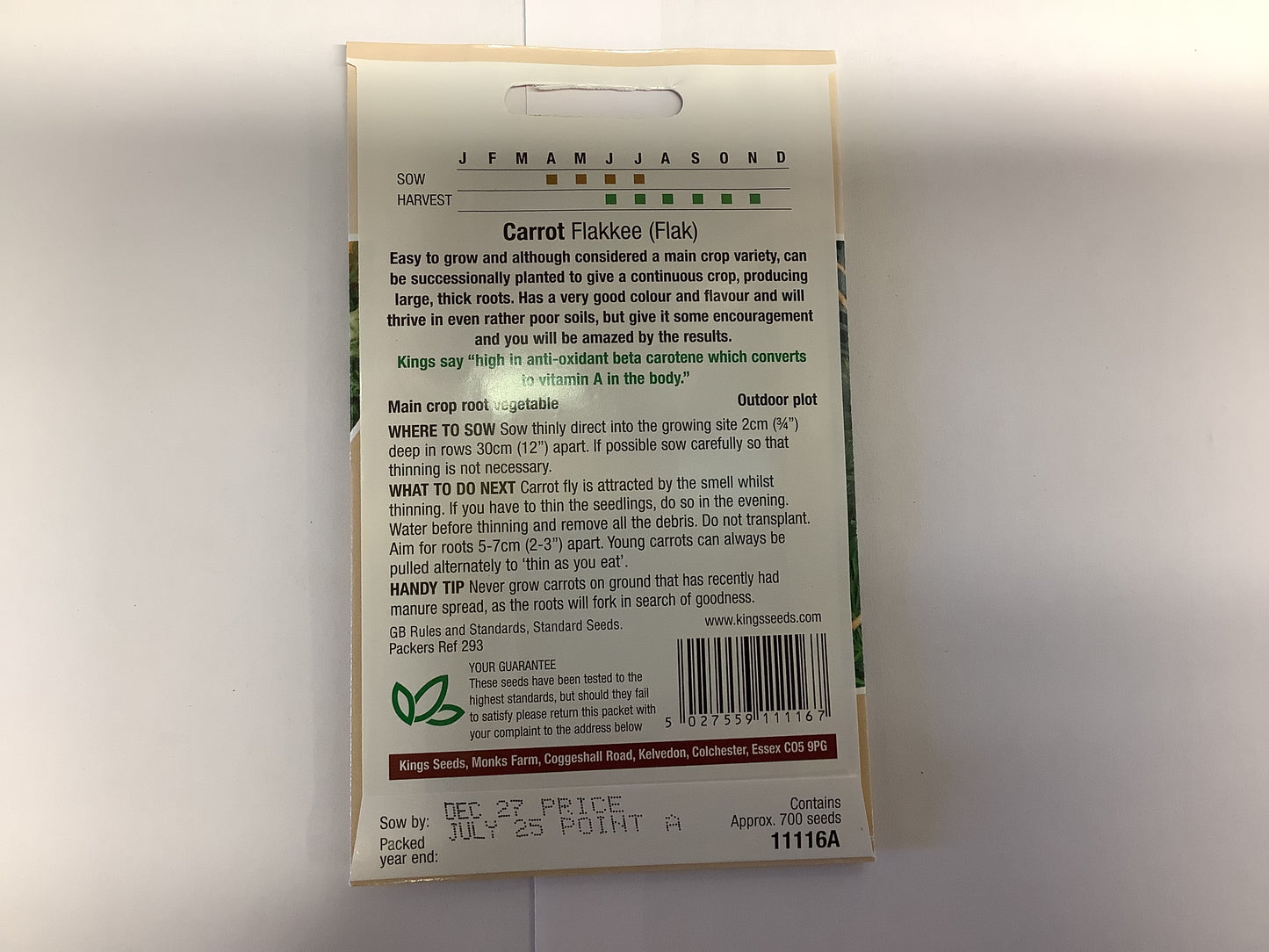 Kings Seeds Carrot Flakkee (Flak)