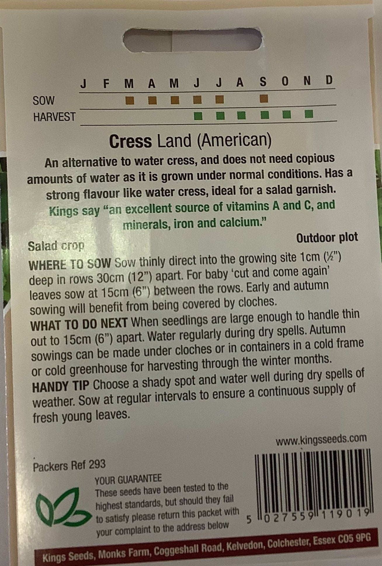 Kings Seeds Cress Land (American)