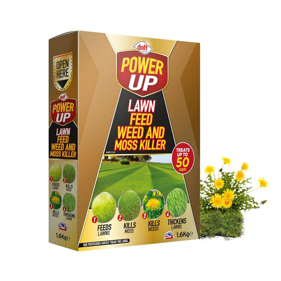 Doff Power Up Lawn Feed, Weed and Moss Killer 1.6kg
