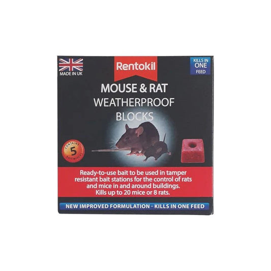 Rentokil, Mouse & Rat Weatherproof Blocks Kills In One feed. x5 Blocks