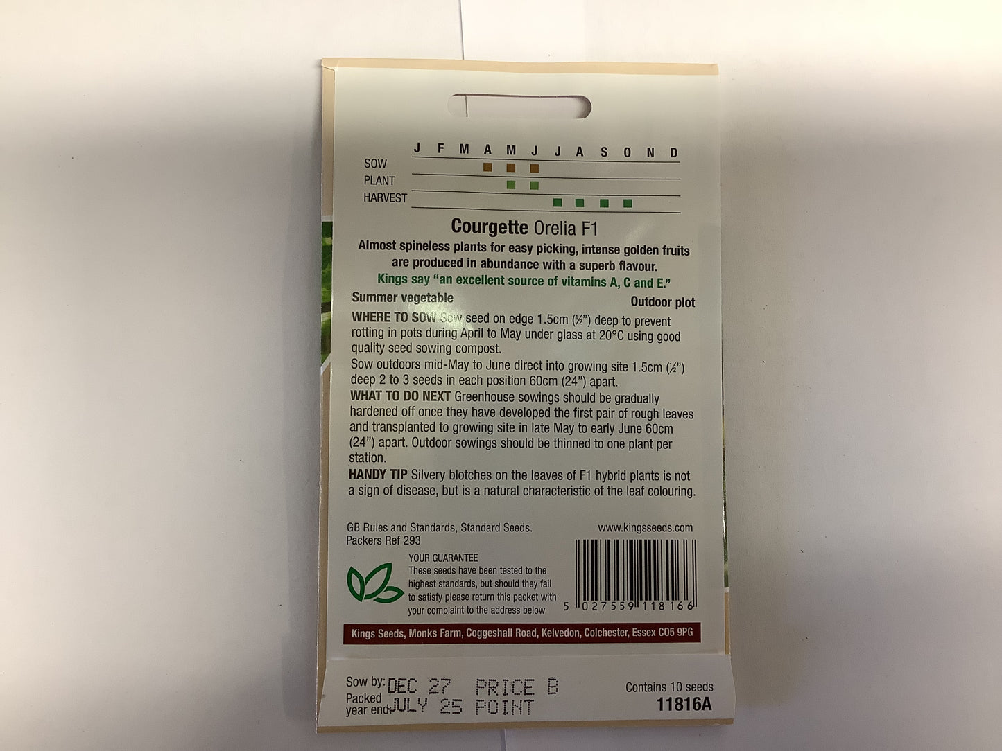 Kings Seeds Courgette Orelia F1