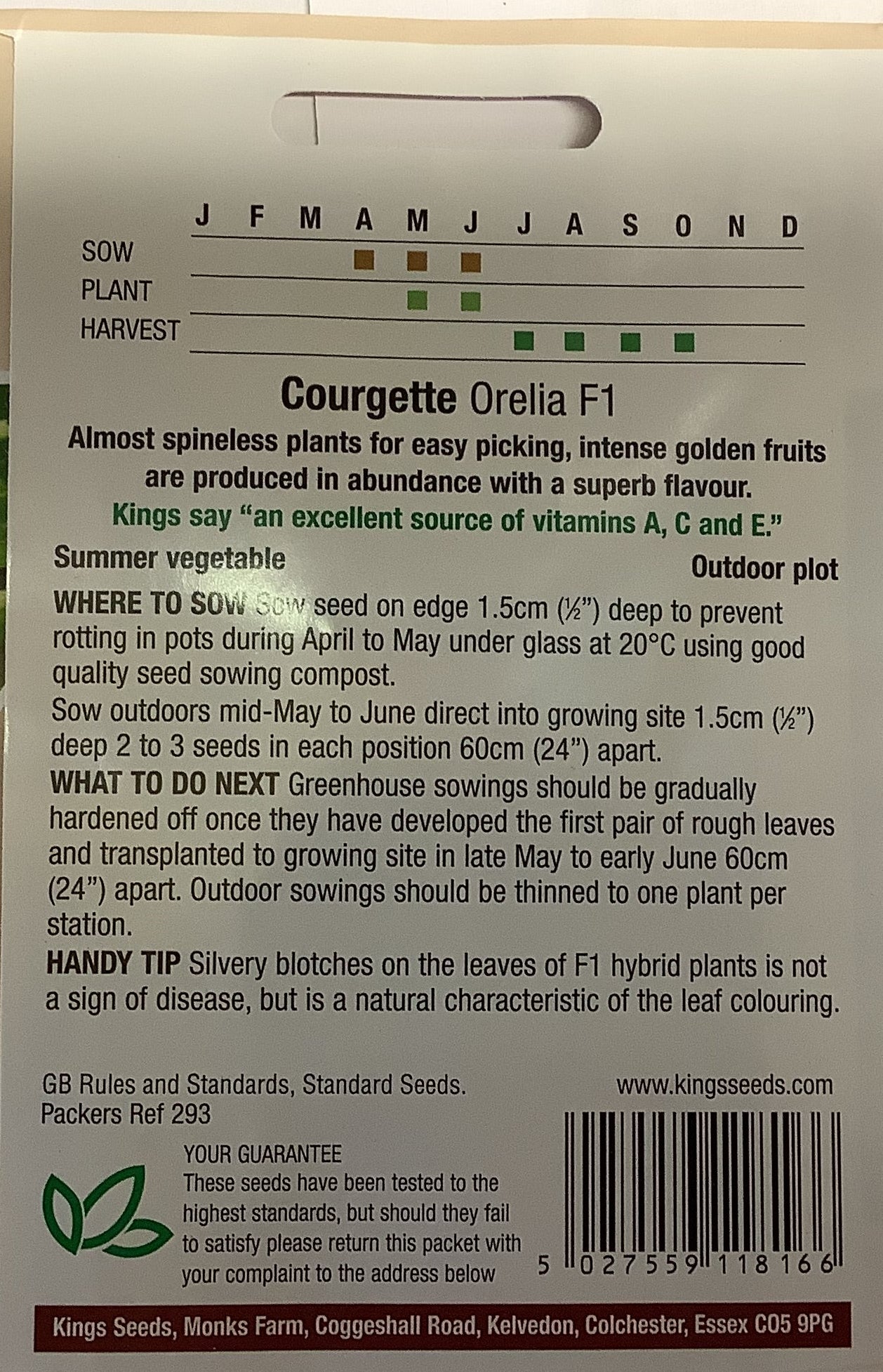 Kings Seeds Courgette Orelia F1