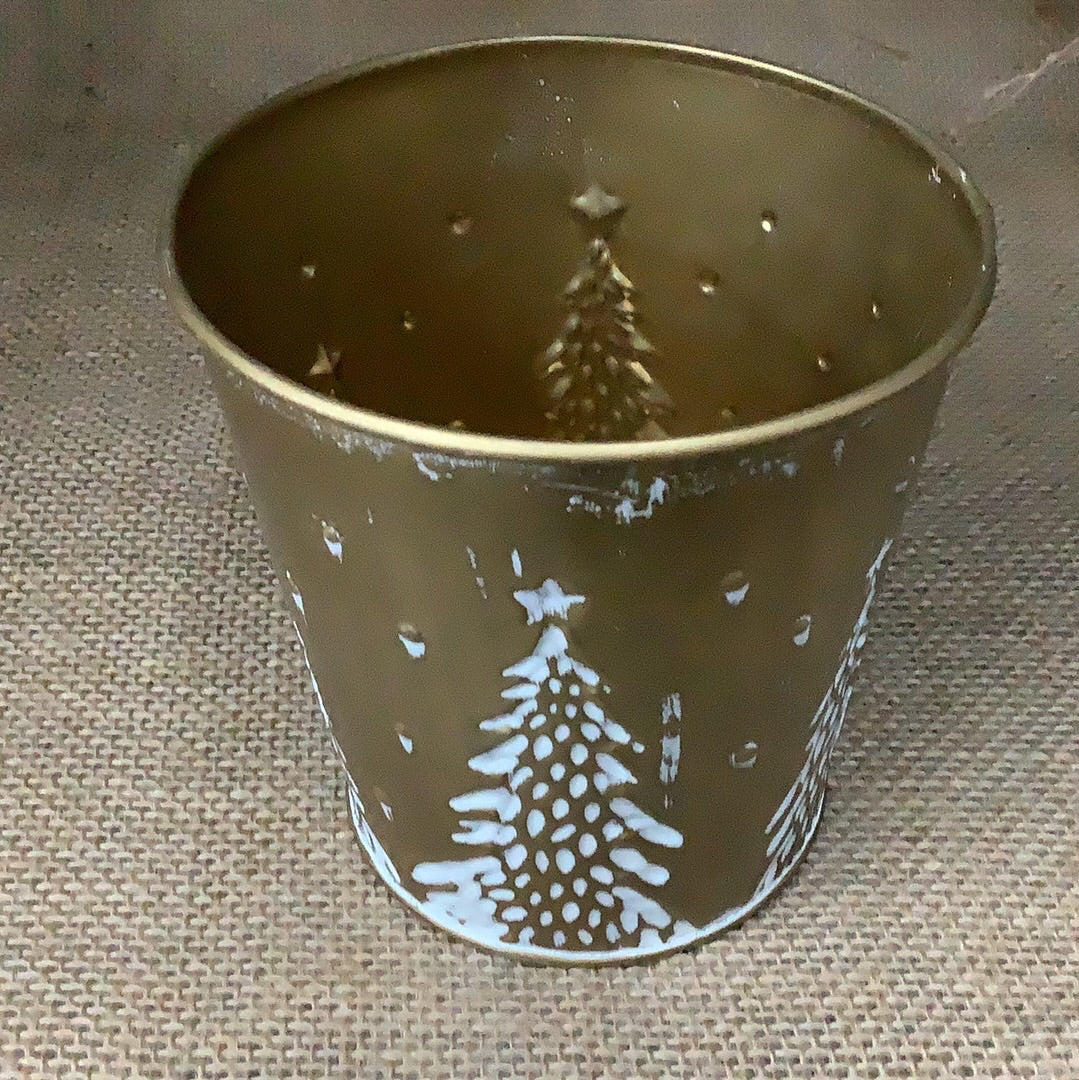 Festive Metal Tree Pot 12cm