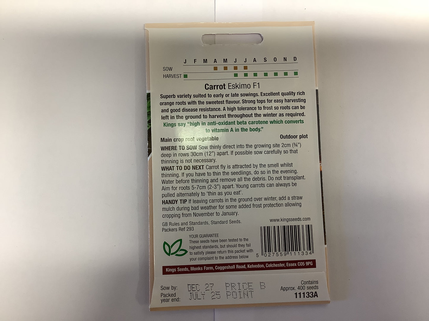 Kings Seeds Carrot Eskimo F1