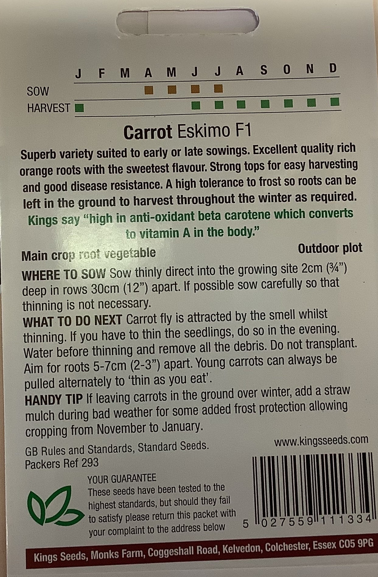 Kings Seeds Carrot Eskimo F1