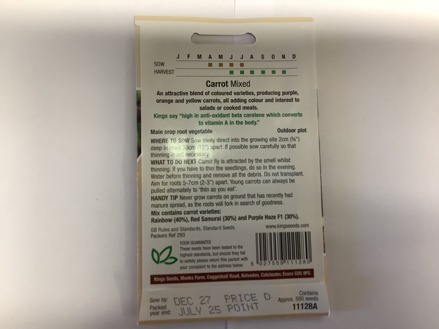 Kings Seeds Carrot Mixed