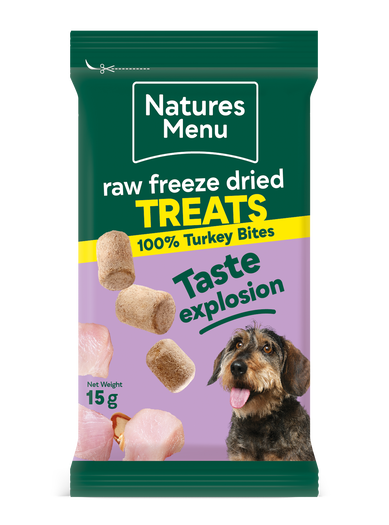 Natures Menu Freeze Dried 100% Turkey Bites Dog Treats 15g