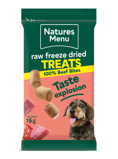 Natures Menu Freeze Dried 100% Beef Bites Dog Treats 15g