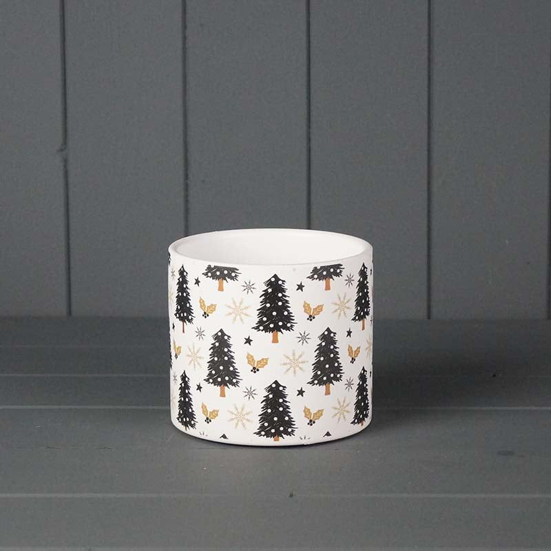 White Ceramic Christmas Pot 12cm