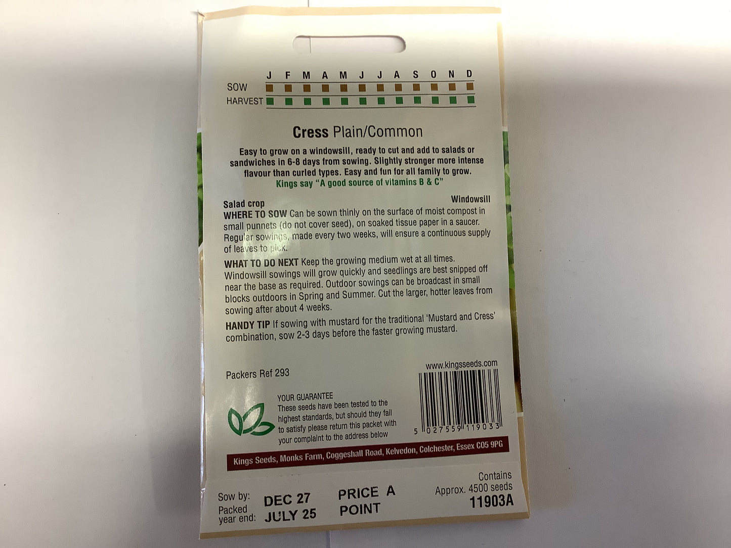 Kings Seeds Cress Plain/Common