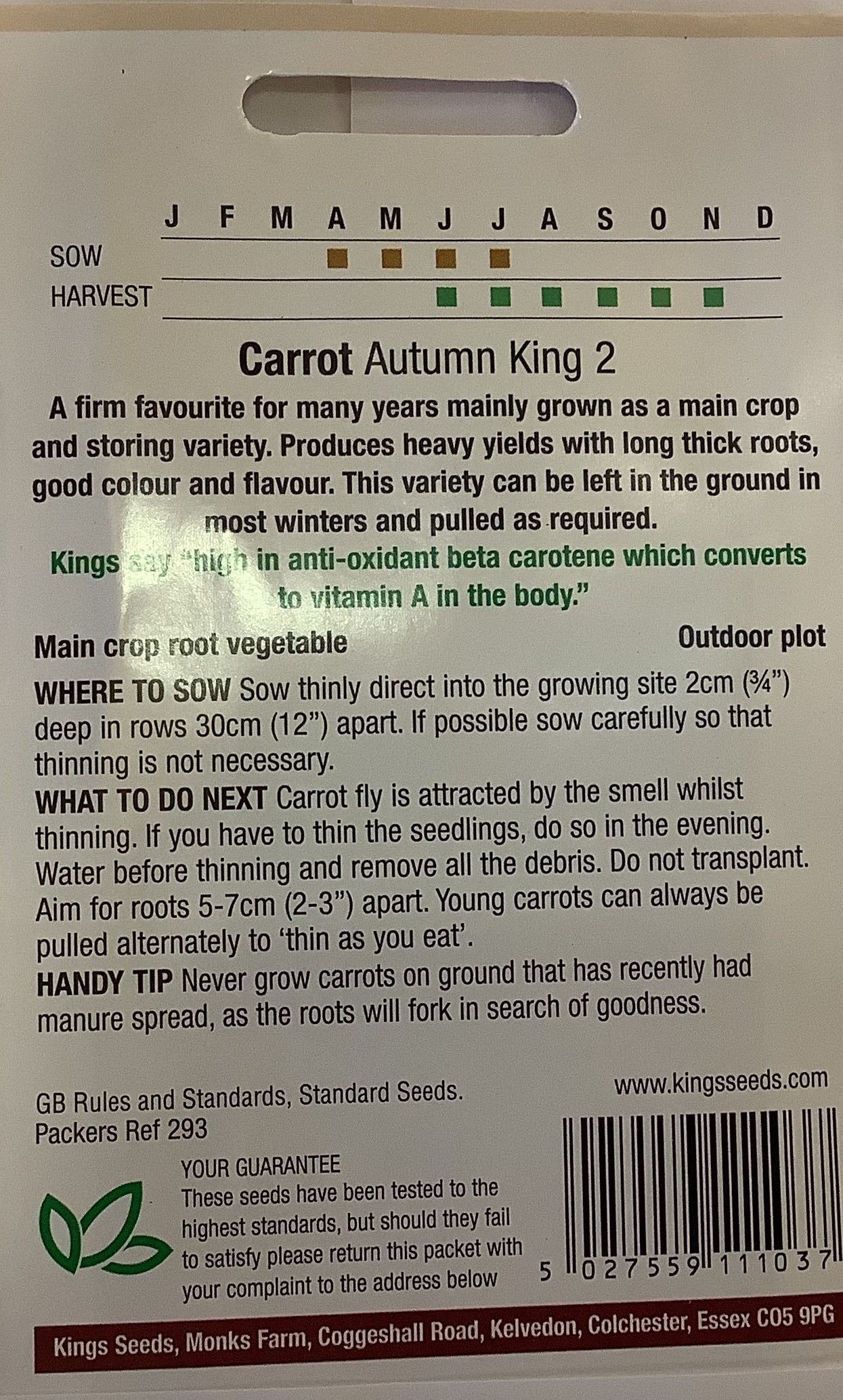 Kings Seeds Carrot Autumn King 2