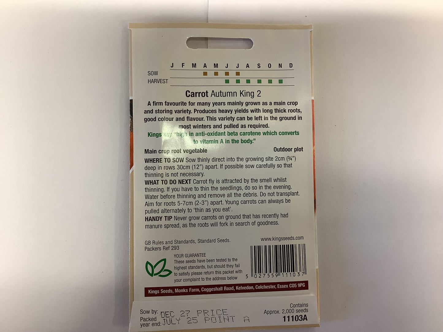 Kings Seeds Carrot Autumn King 2