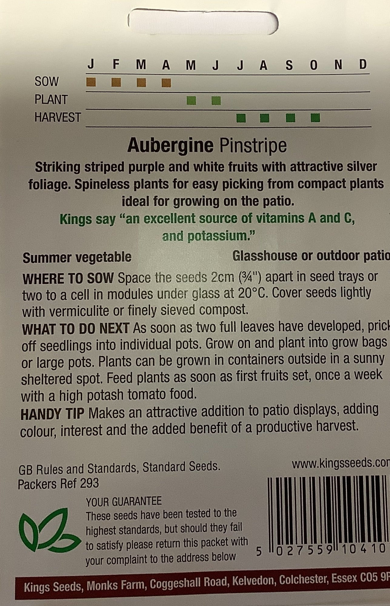 Kings Seeds Aubergine Pinstripe