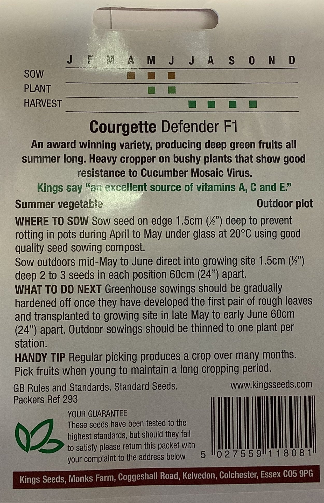 Kings Seeds Courgette Defender F1