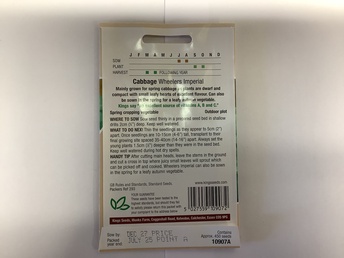 Kings Seeds Cabbage Wheelers Imperial
