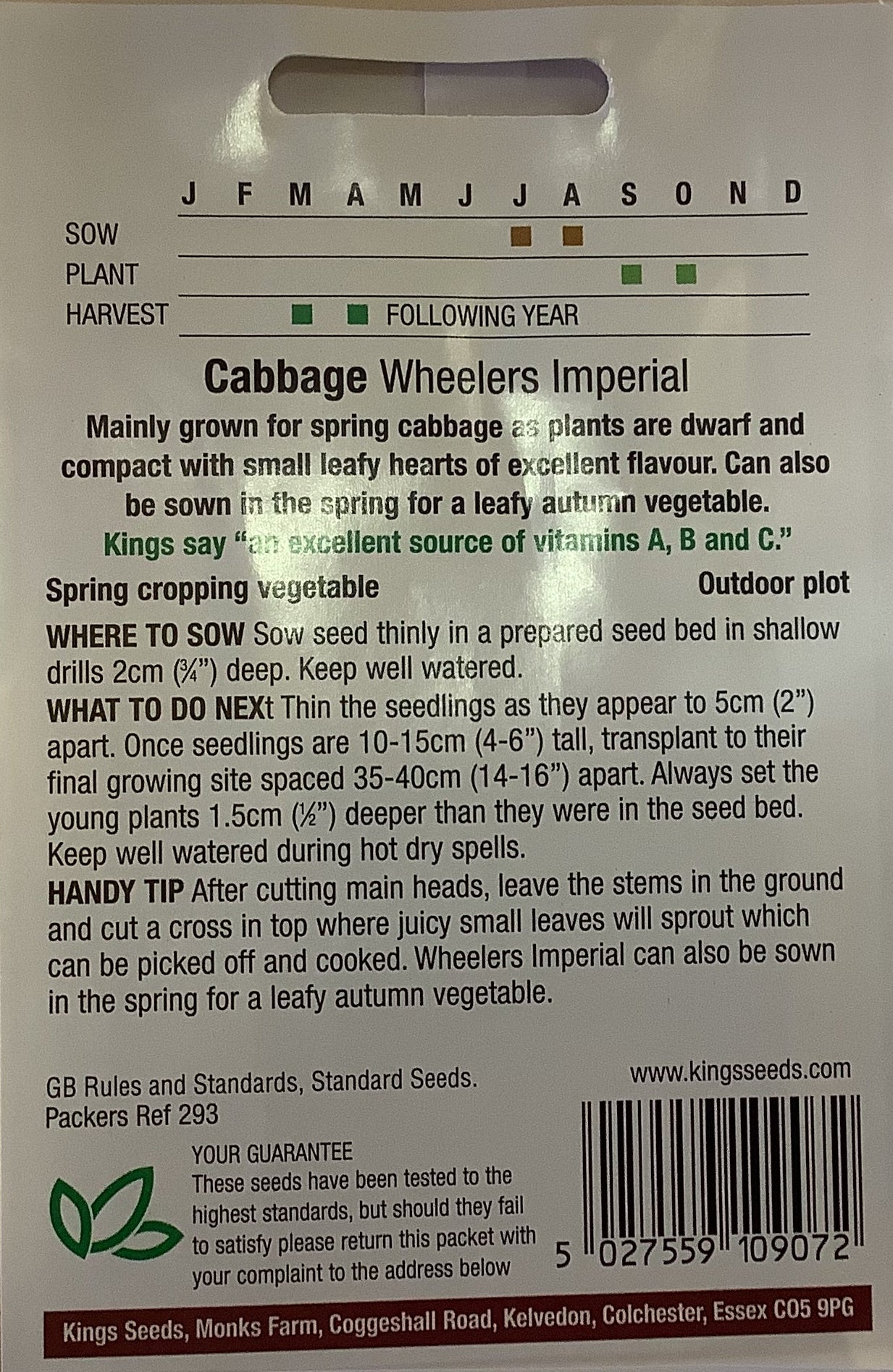 Kings Seeds Cabbage Wheelers Imperial