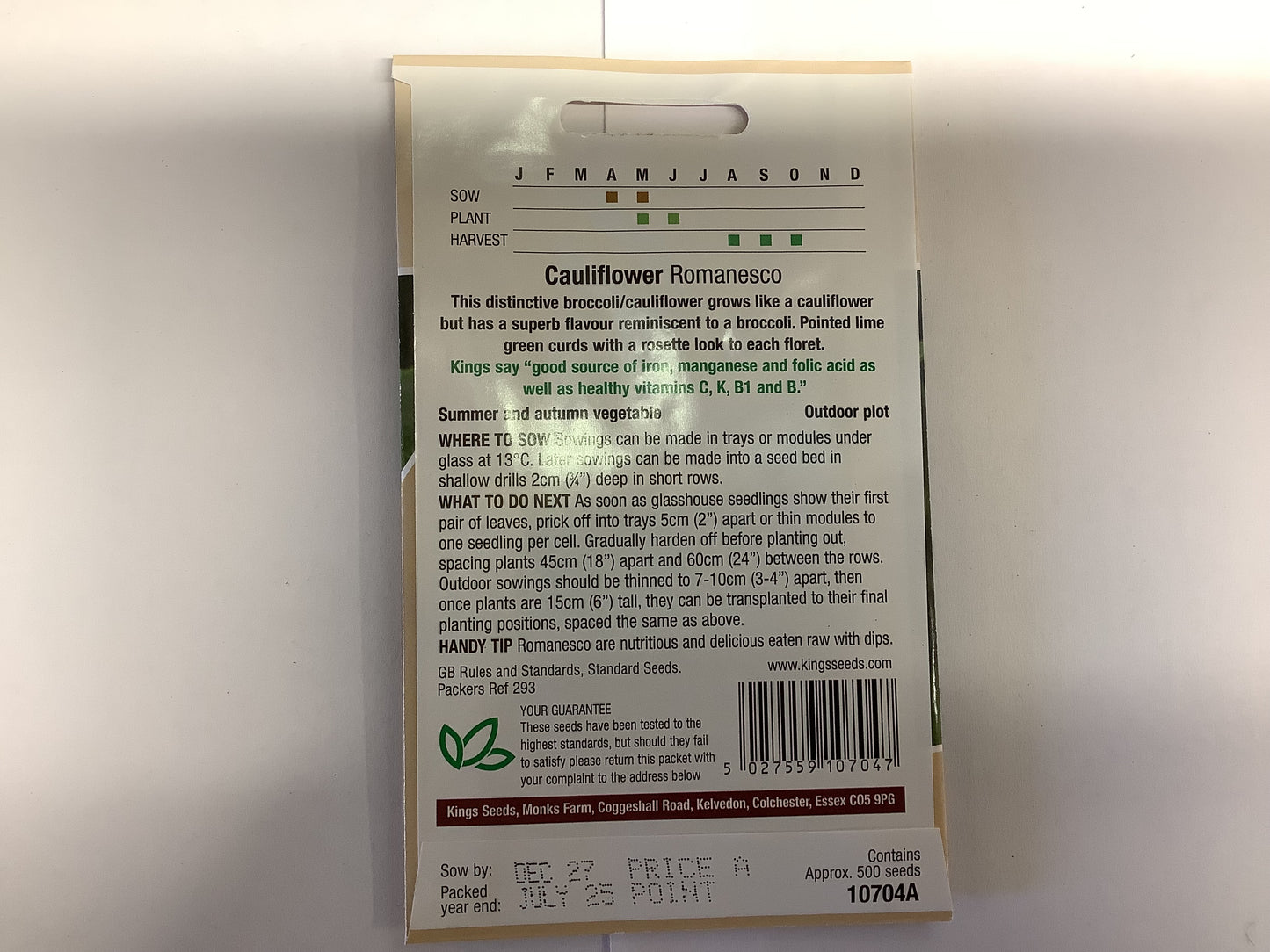 Kings Seeds Cauliflower Romanesco