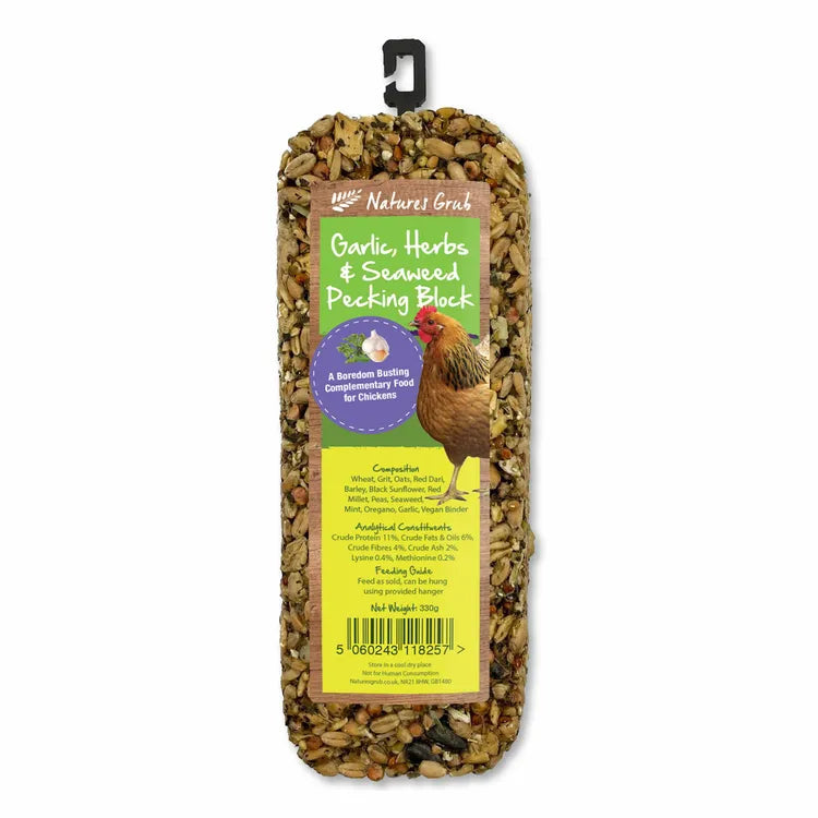 Natures Grub Pecking Block Garlic Herbs & Seaweed 330g